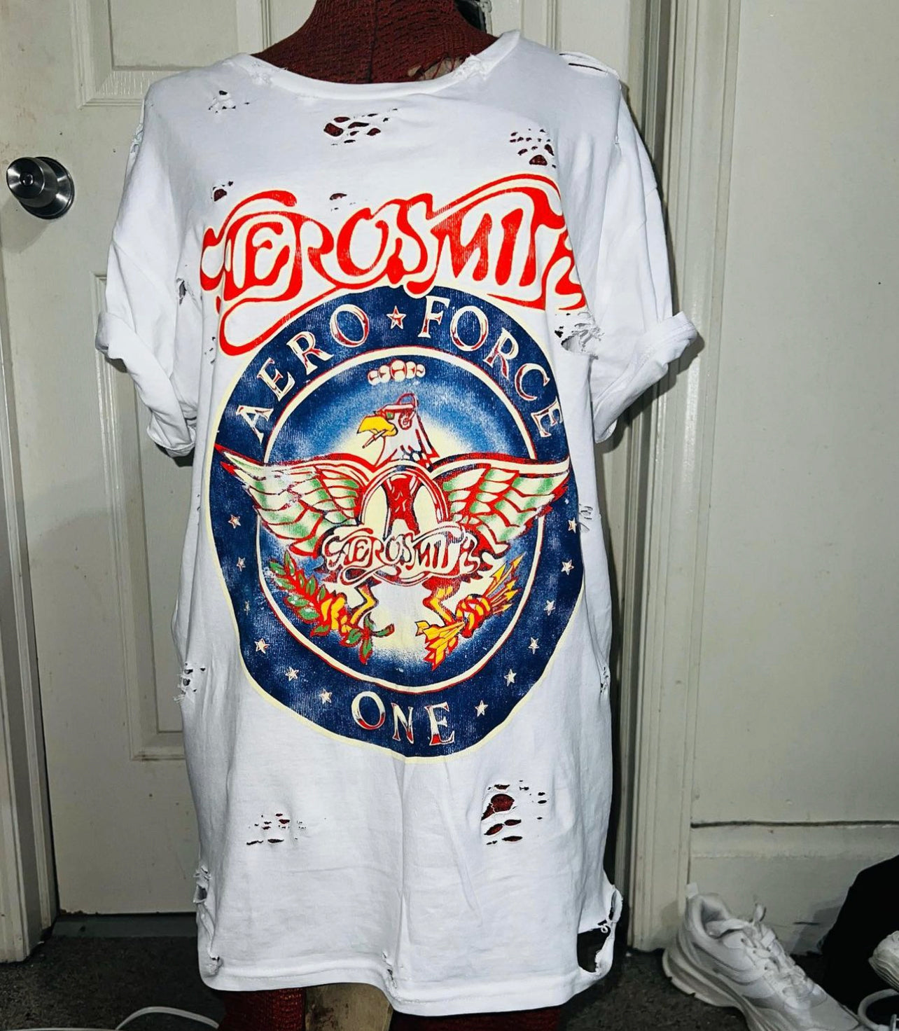 Aerosmith “Aero Force One” Oversized Distressed Tee
