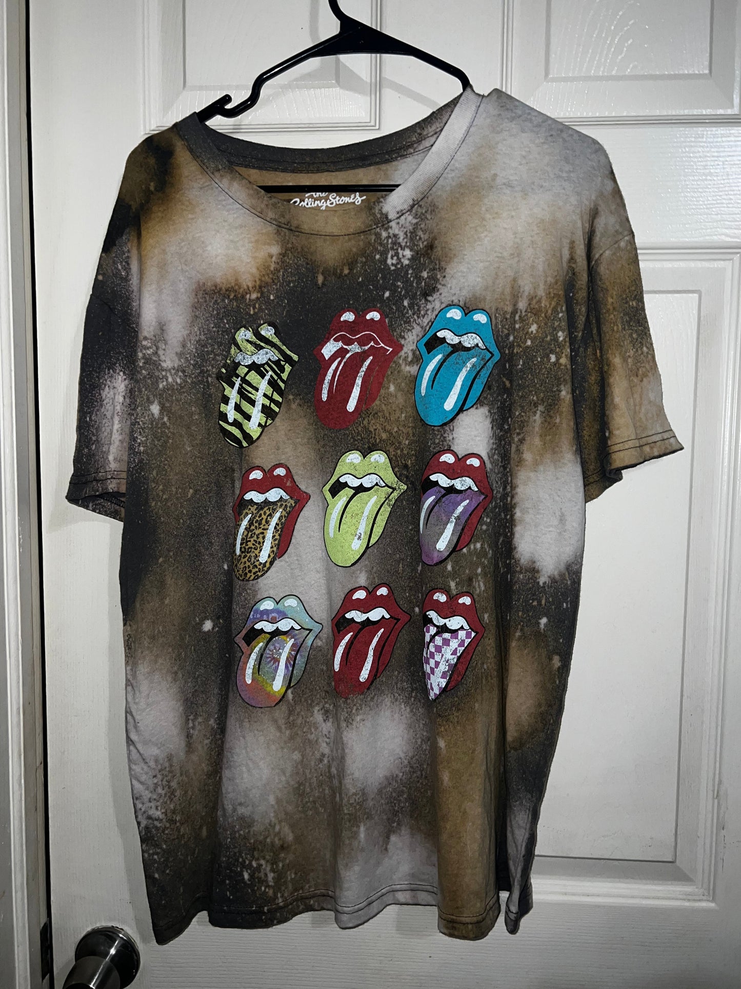 Bleached The Rolling Stones Multi Color Distressed Tee