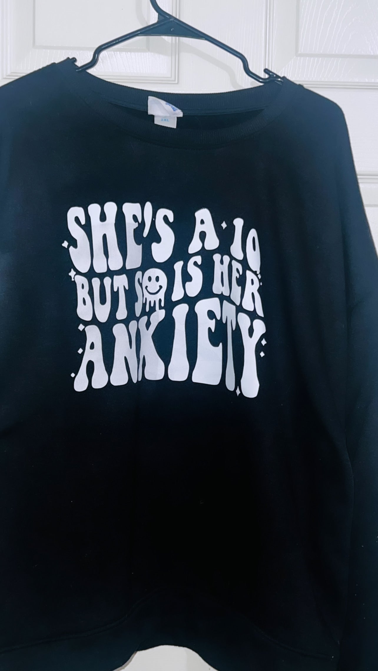 “Anxiety is a 10” Oversized Distressed Shirt