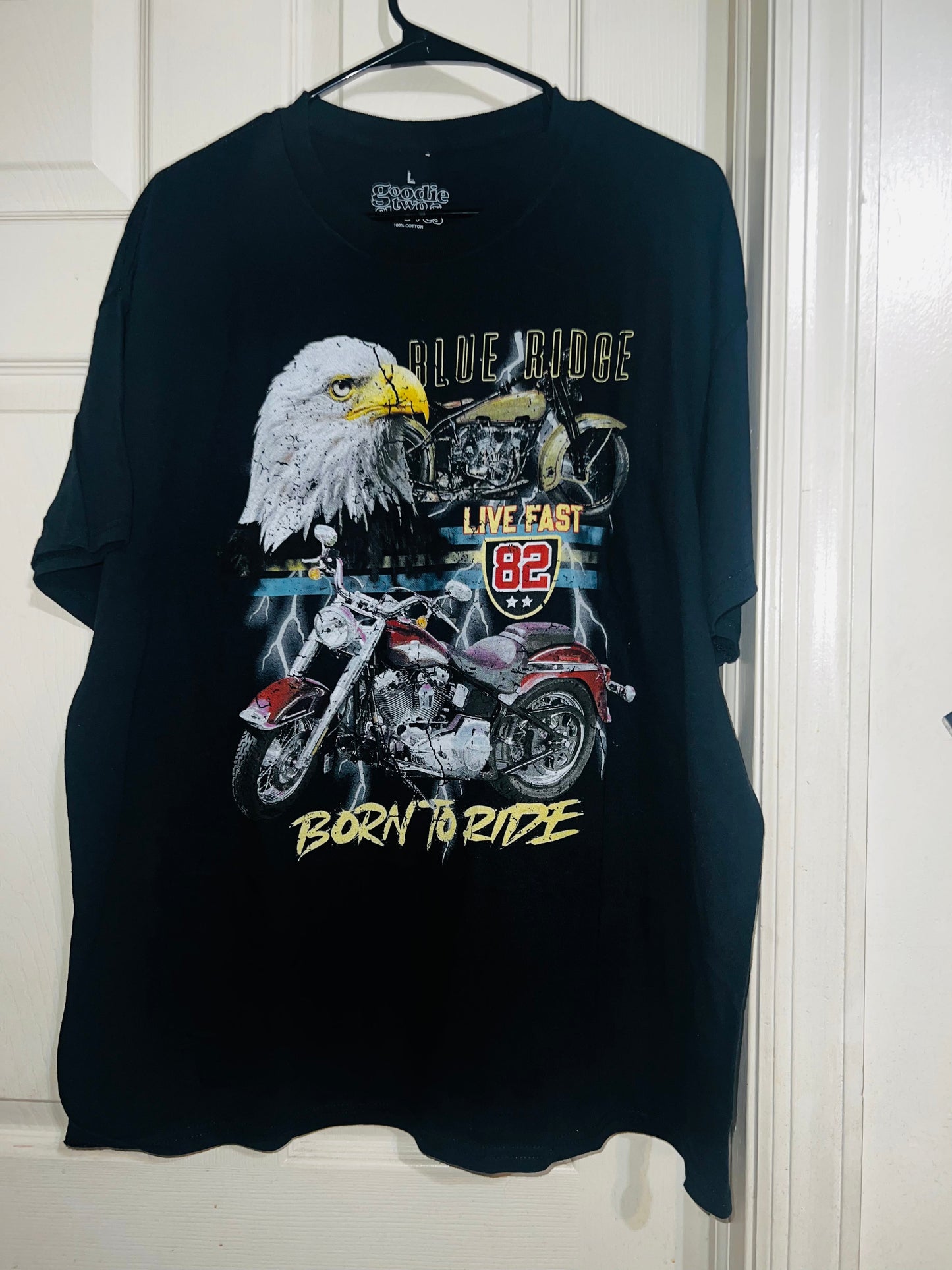 Born To Ride Motorcycle Oversized Distressed Tee