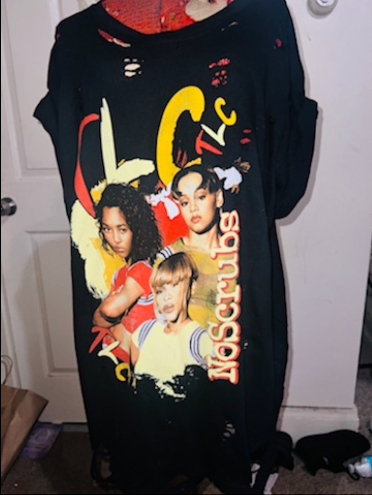 TLC No Scrubs Oversized Distressed Tee