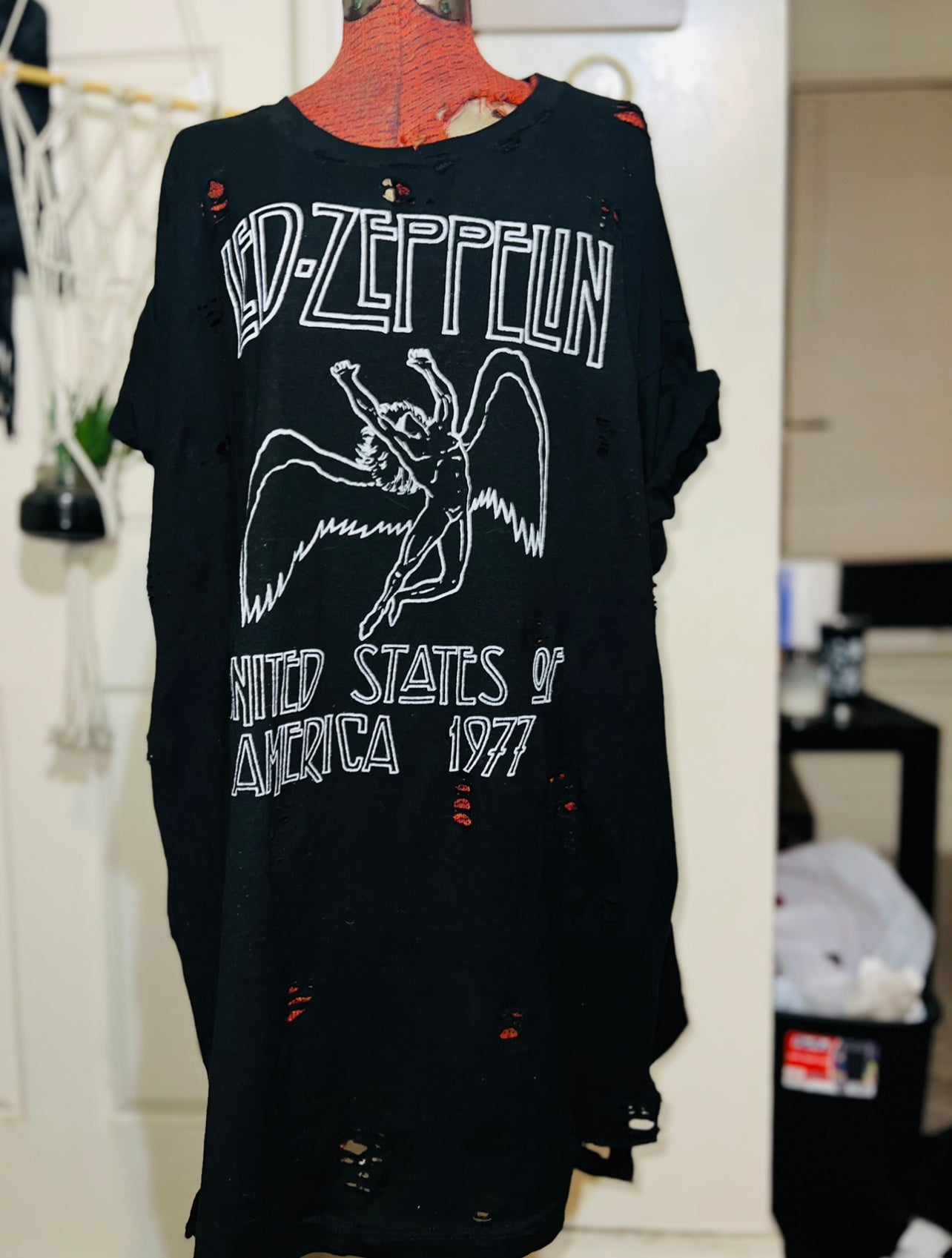Led Zeppelin Distressed Oversized Tee (customizable)
