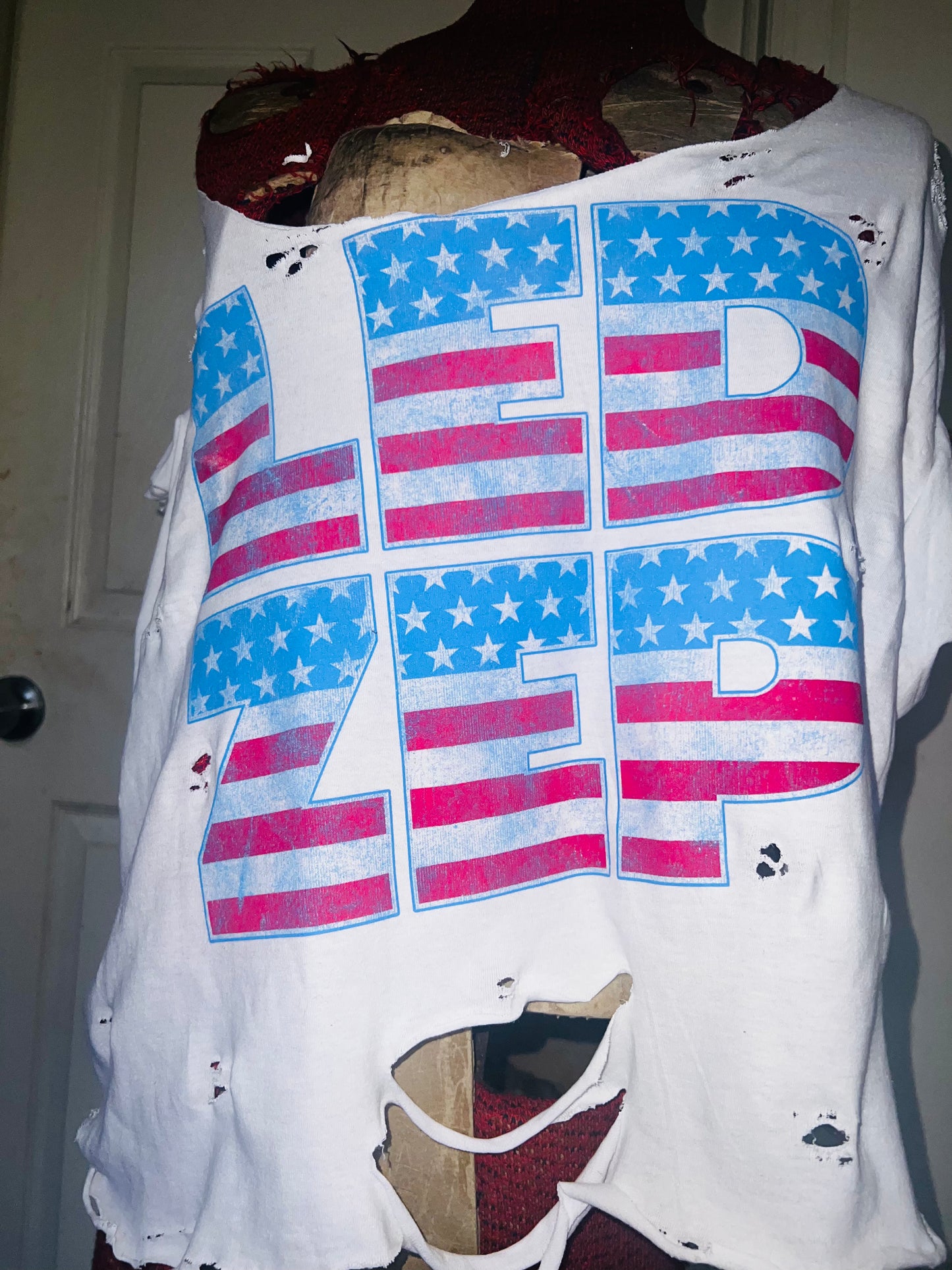 American Flag style Led Zeppelin Oversized Distressed Tee