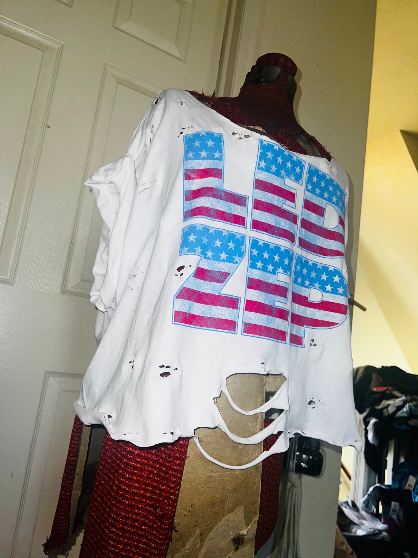 American Flag style Led Zeppelin Oversized Distressed Tee
