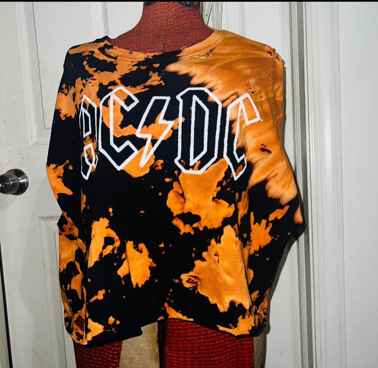AC/DC Tie Dye Bleached Cropped Tank