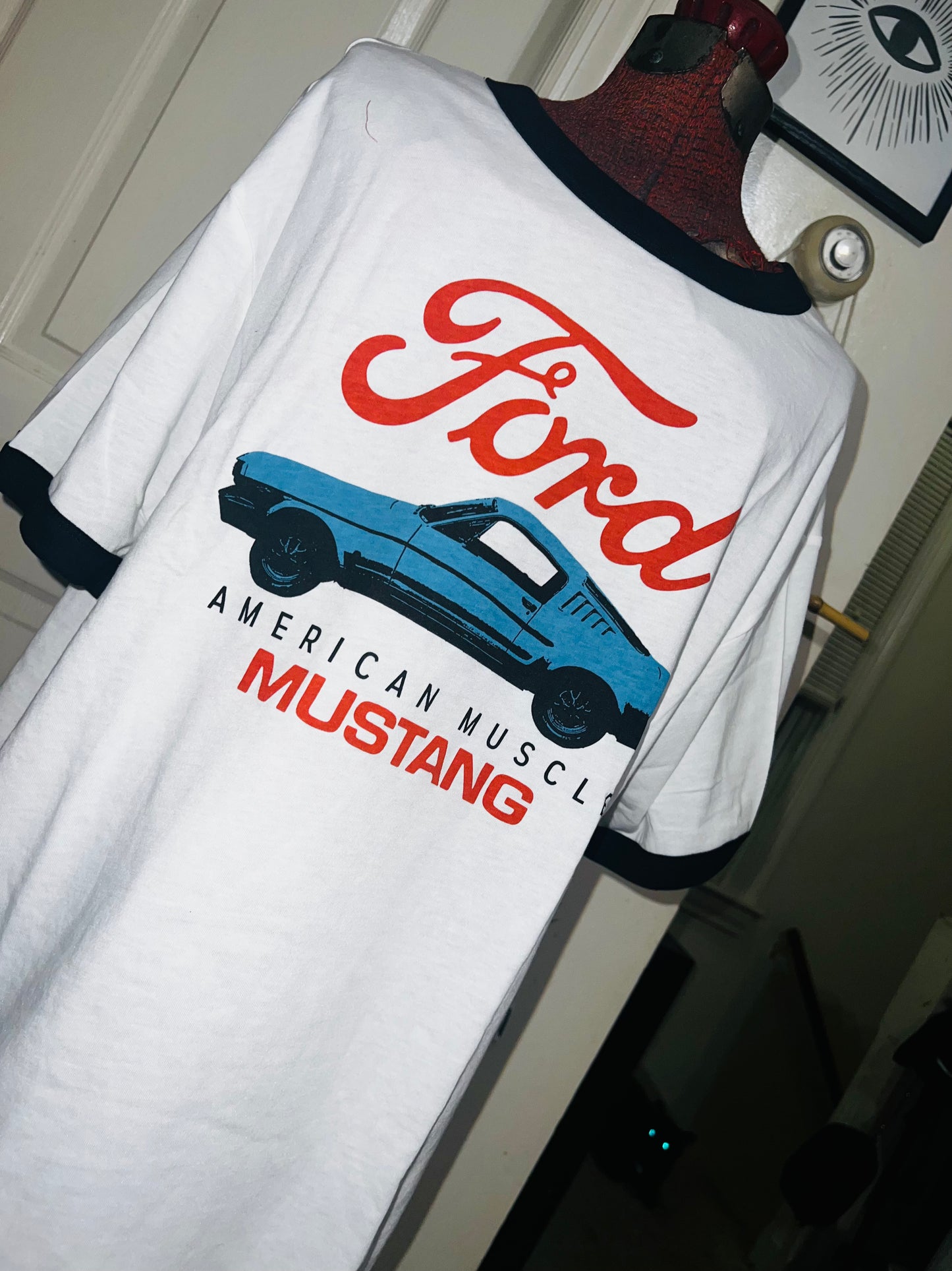 Ford Mustang Ringer Oversized Distressed Tee