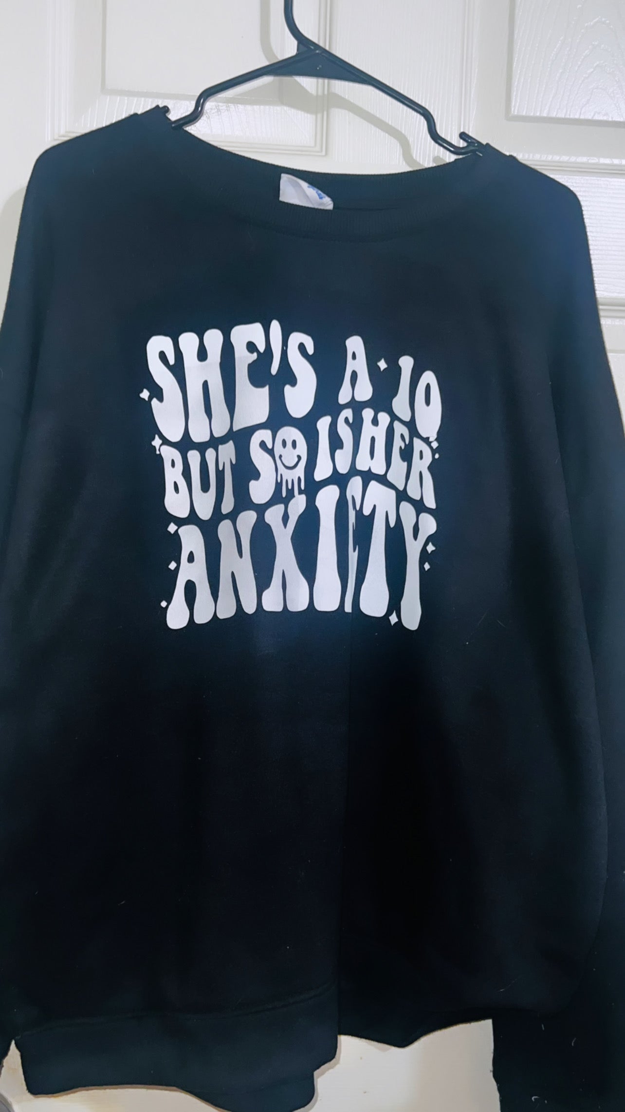 “Anxiety is a 10” Oversized Distressed Shirt