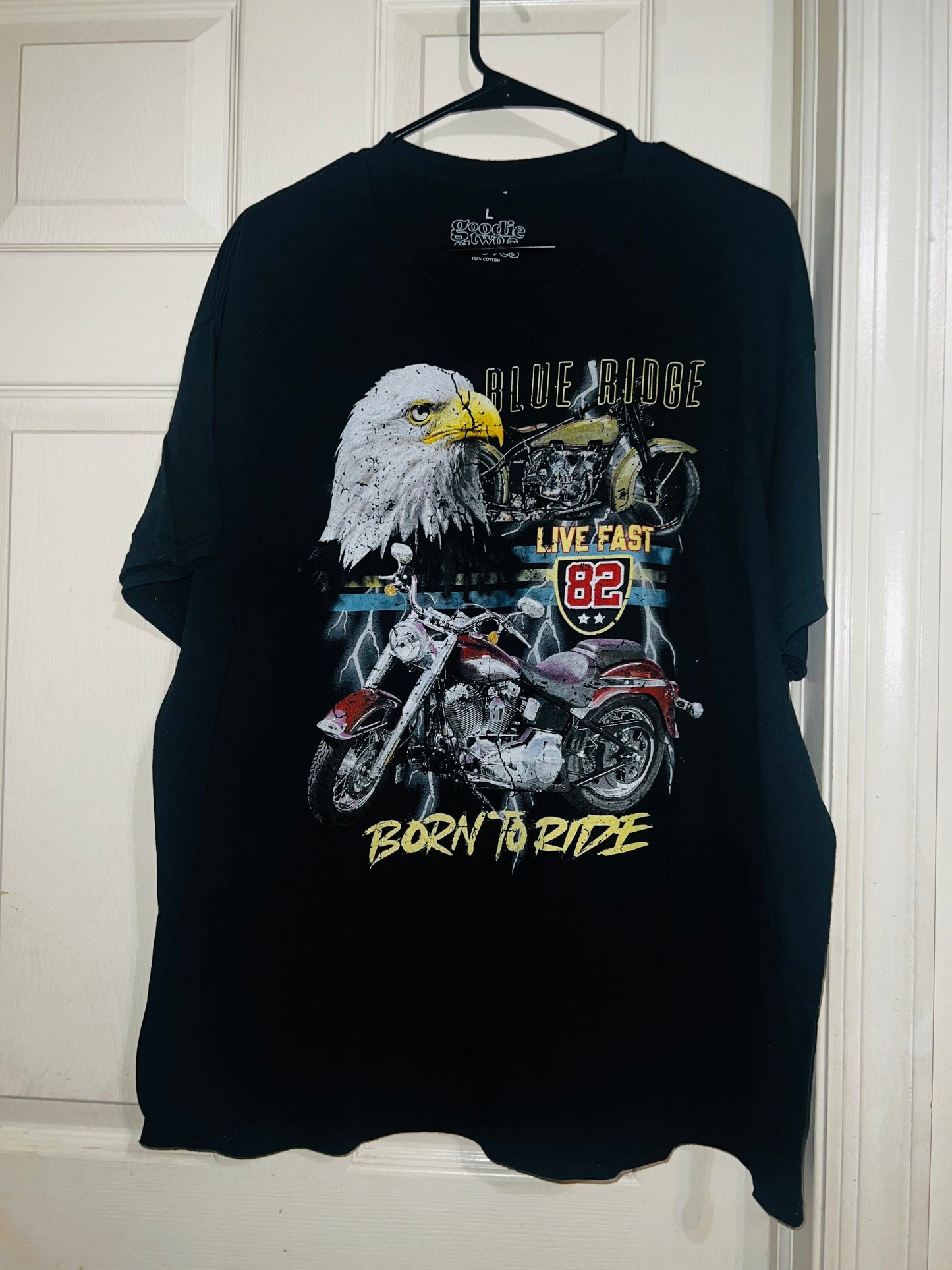 Born To Ride Motorcycle Oversized Distressed Tee