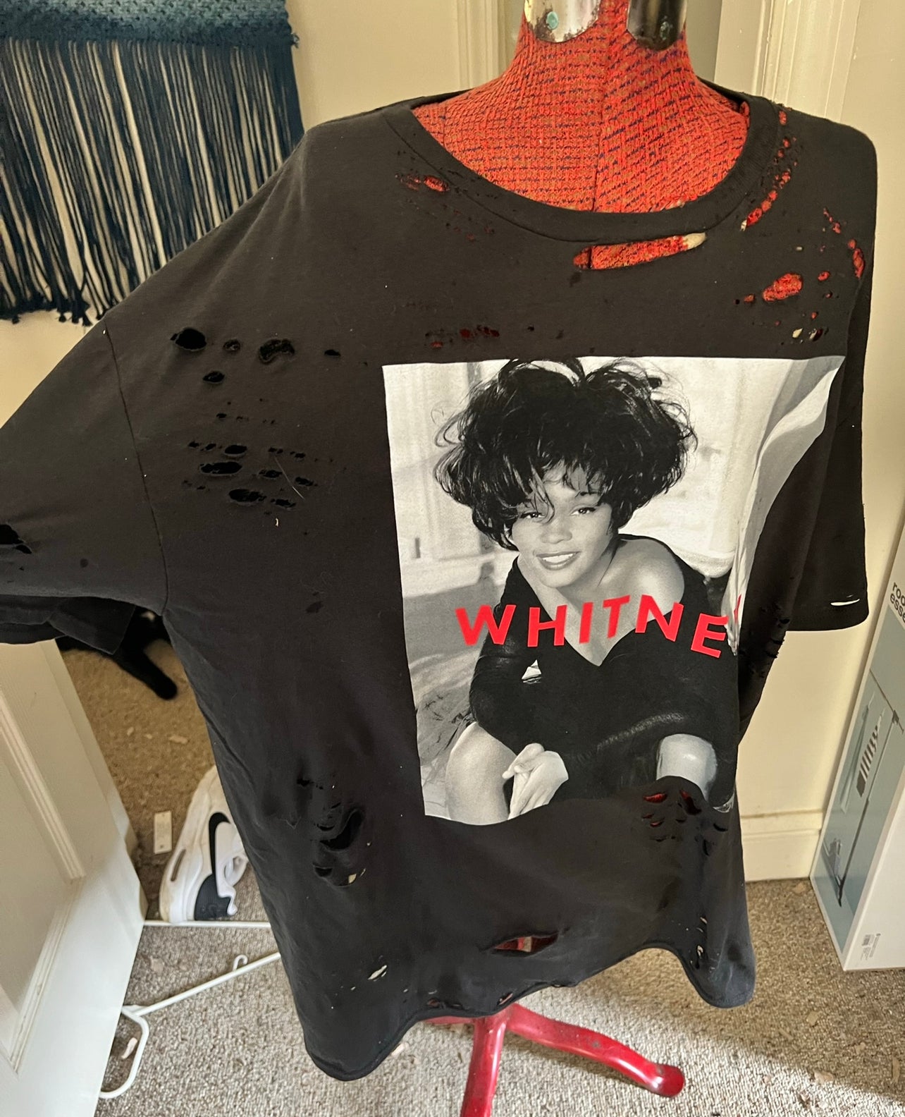 Whitney Houston Oversized Distressed Tee