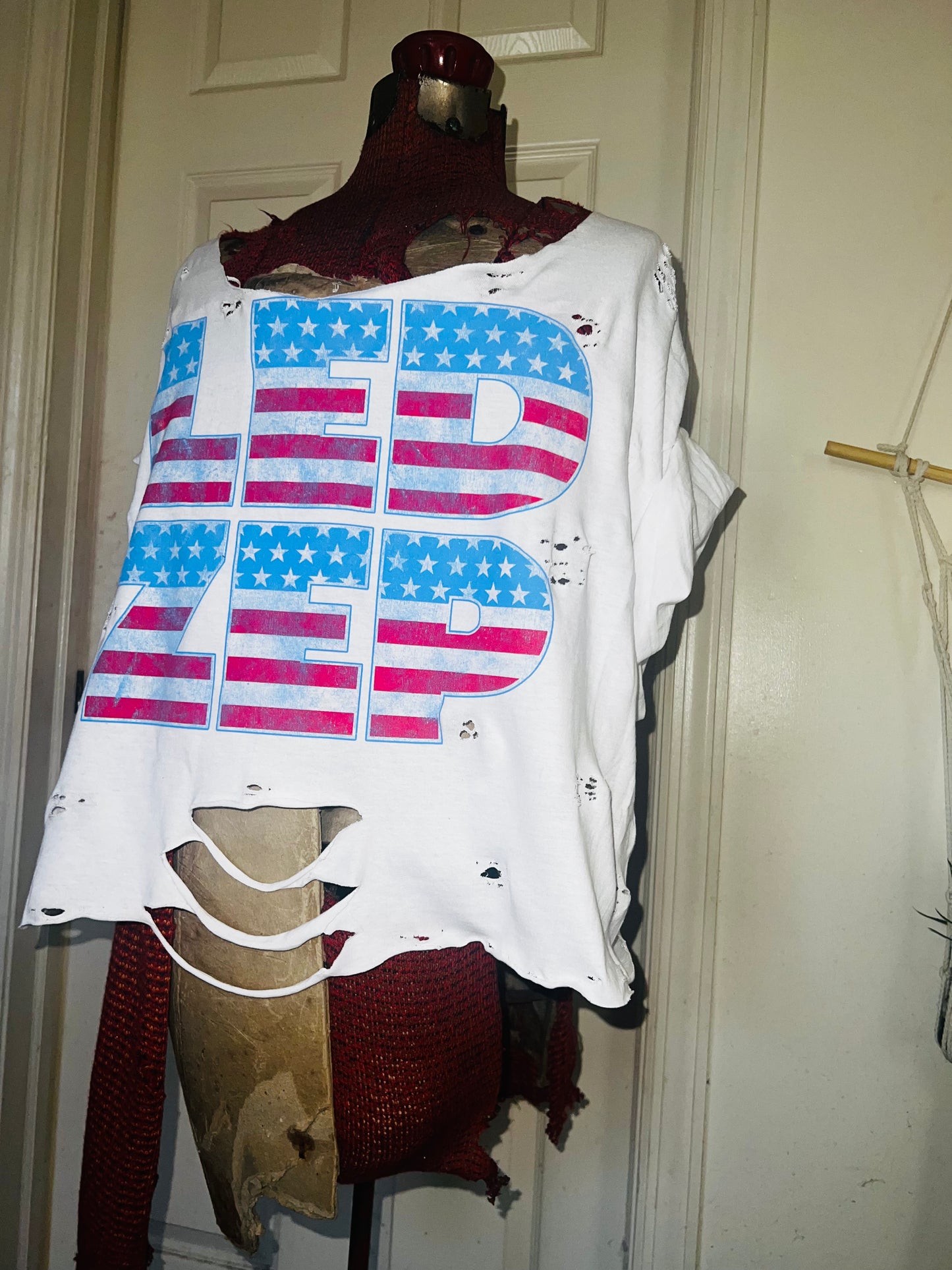 American Flag style Led Zeppelin Oversized Distressed Tee