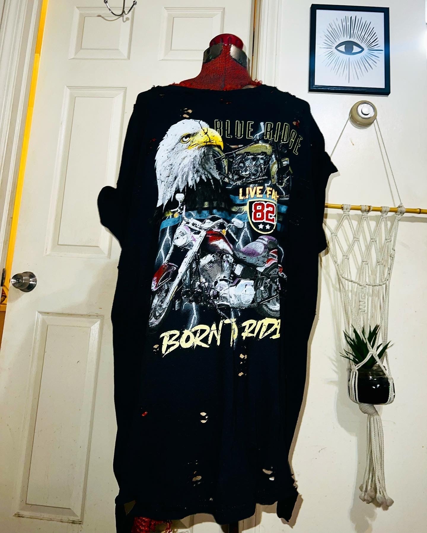 Born To Ride Motorcycle Oversized Distressed Tee