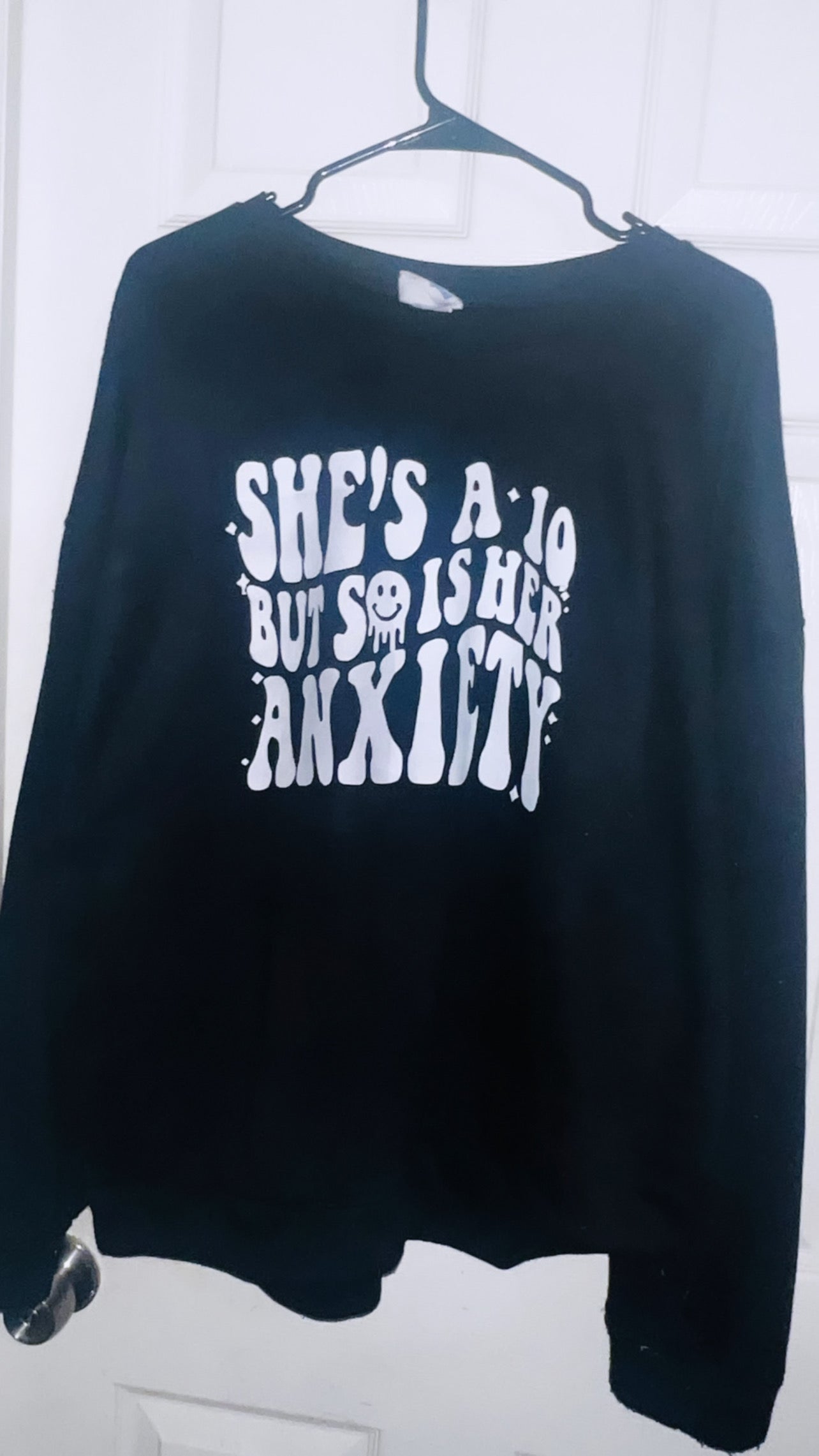 “Anxiety is a 10” Oversized Distressed Shirt