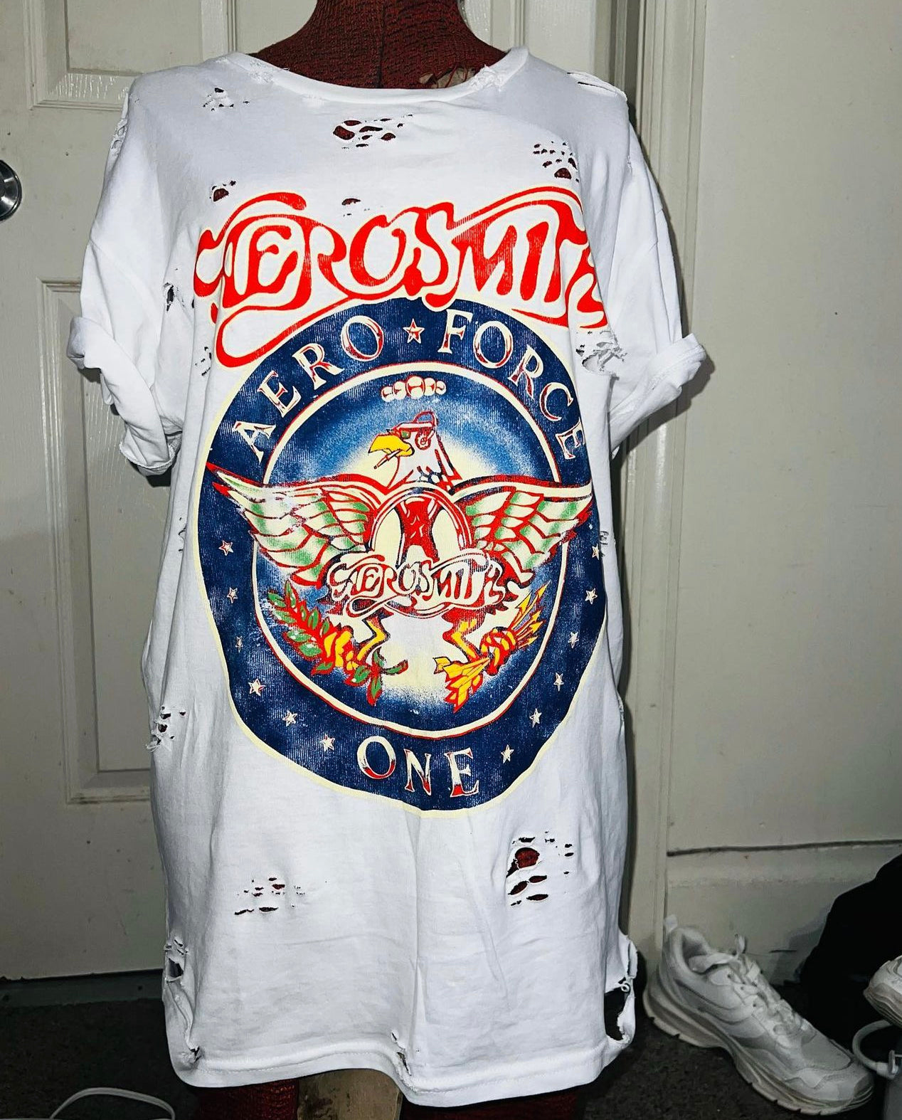 Aerosmith “Aero Force One” Oversized Distressed Tee