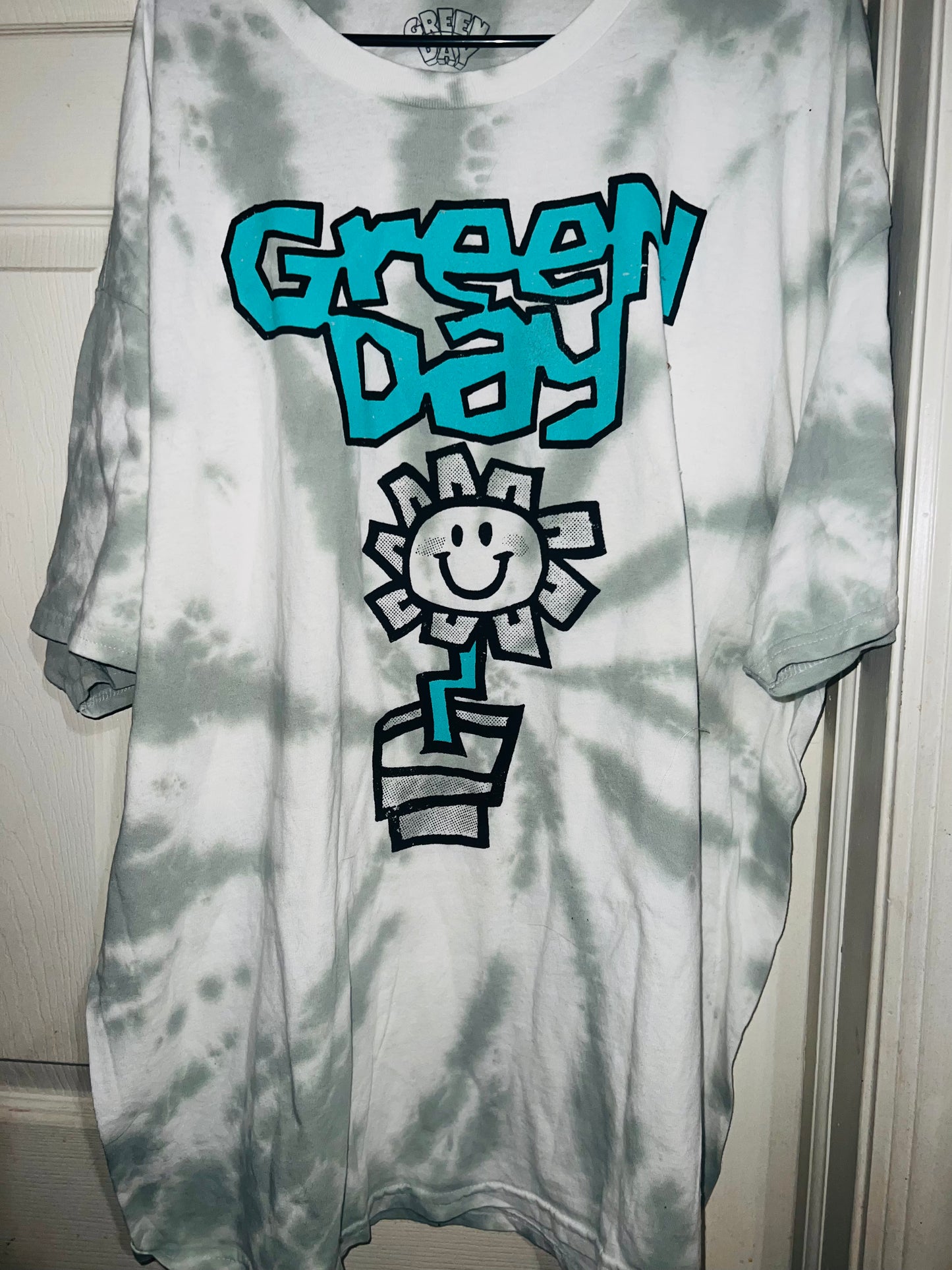 Green Day Tie Dye Double Sided Distressed Tee