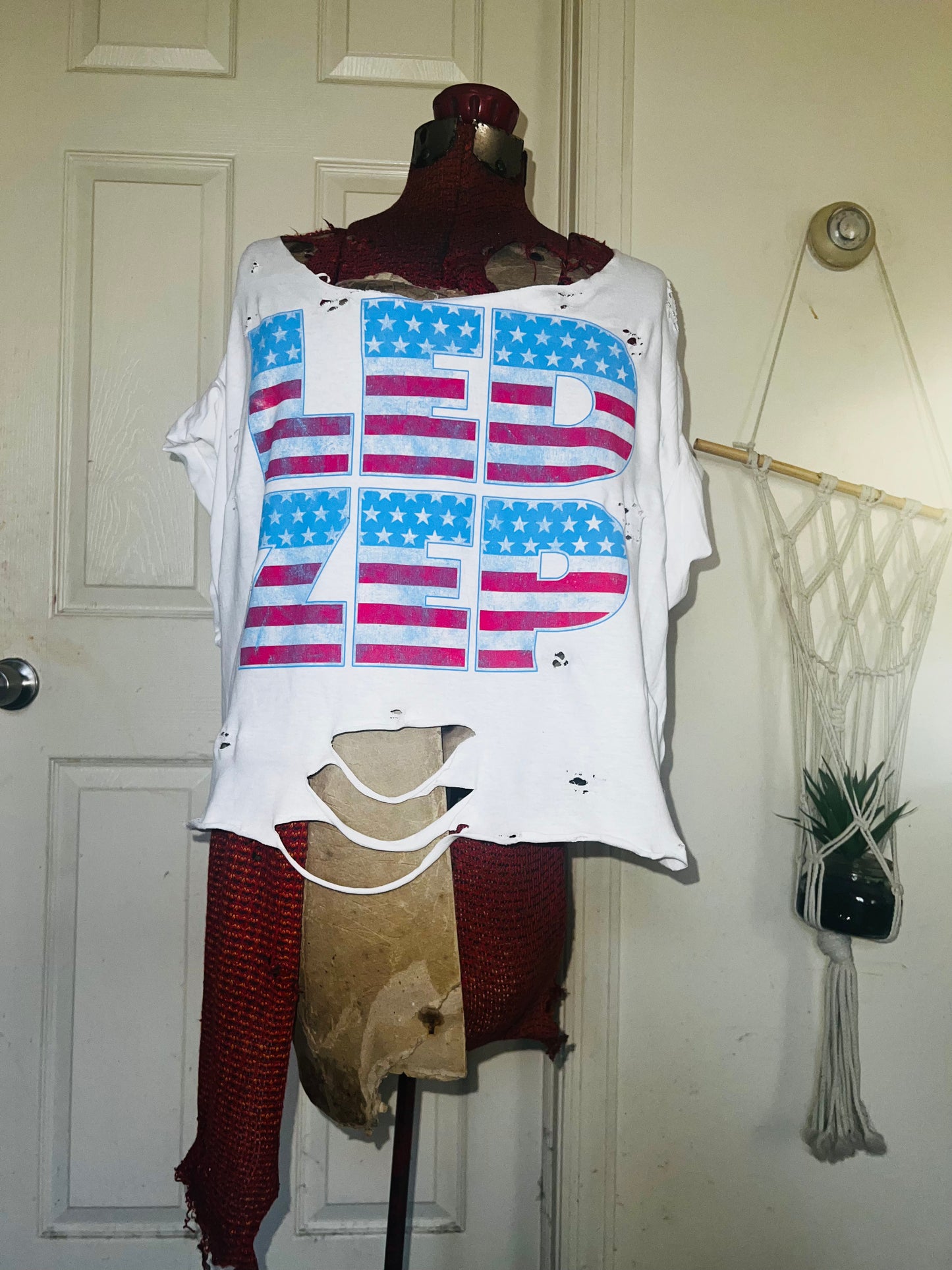 American Flag style Led Zeppelin Oversized Distressed Tee