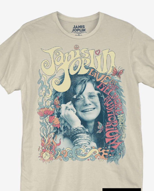 Janis Joplin Double Sided Live Distressed Oversized Tee