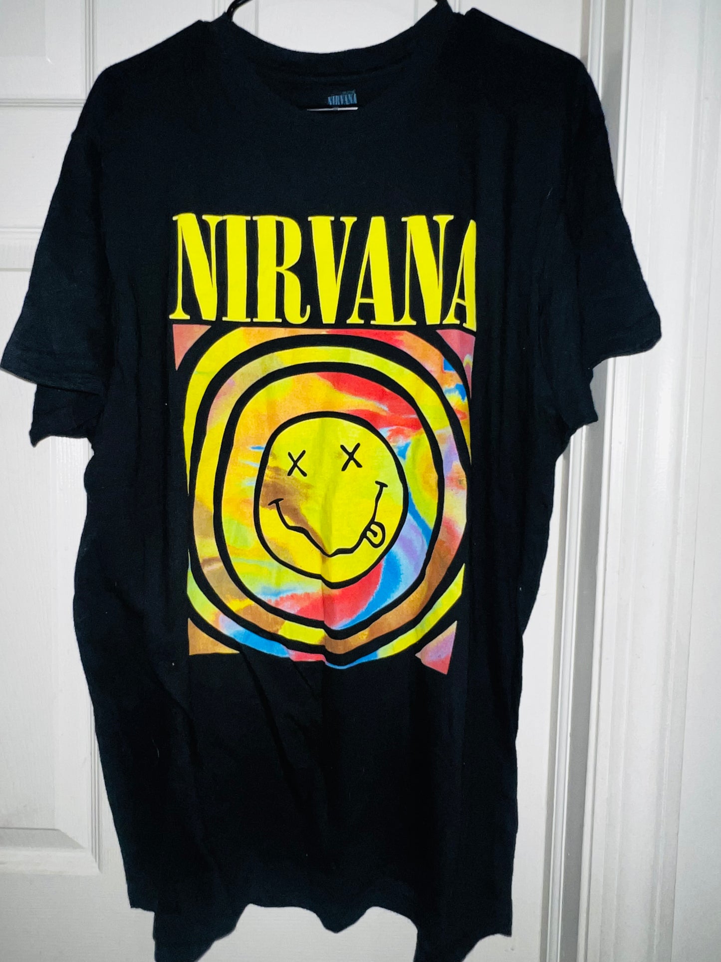 Nirvana Tie Dye Oversized Distressed Tee