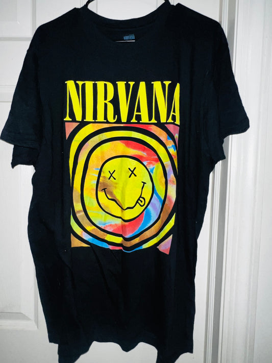 Nirvana Tie Dye Oversized Distressed Tee