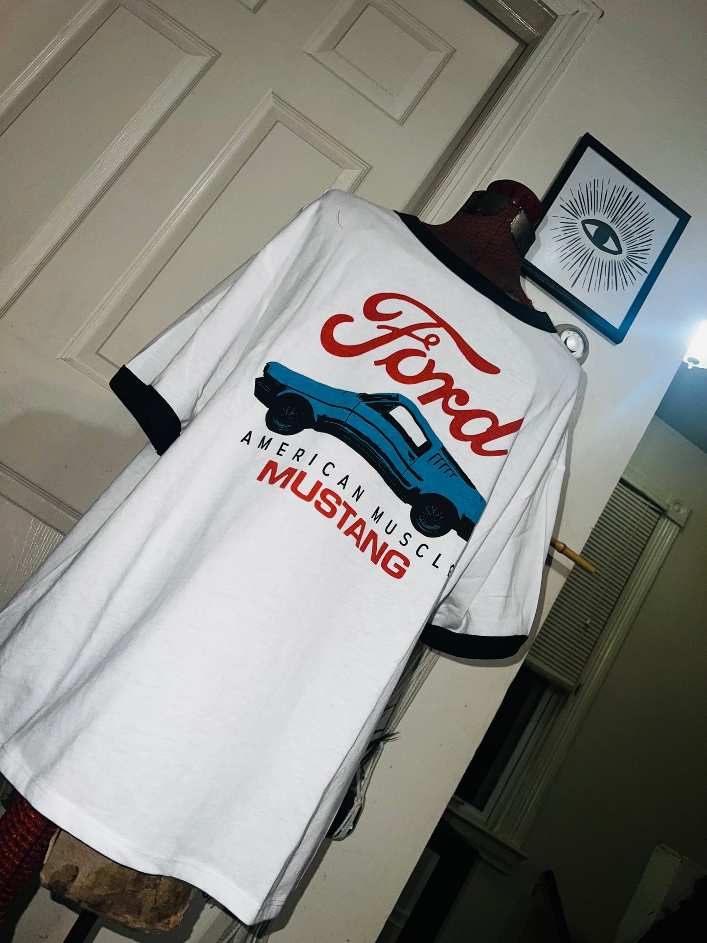 Ford Mustang Ringer Oversized Distressed Tee
