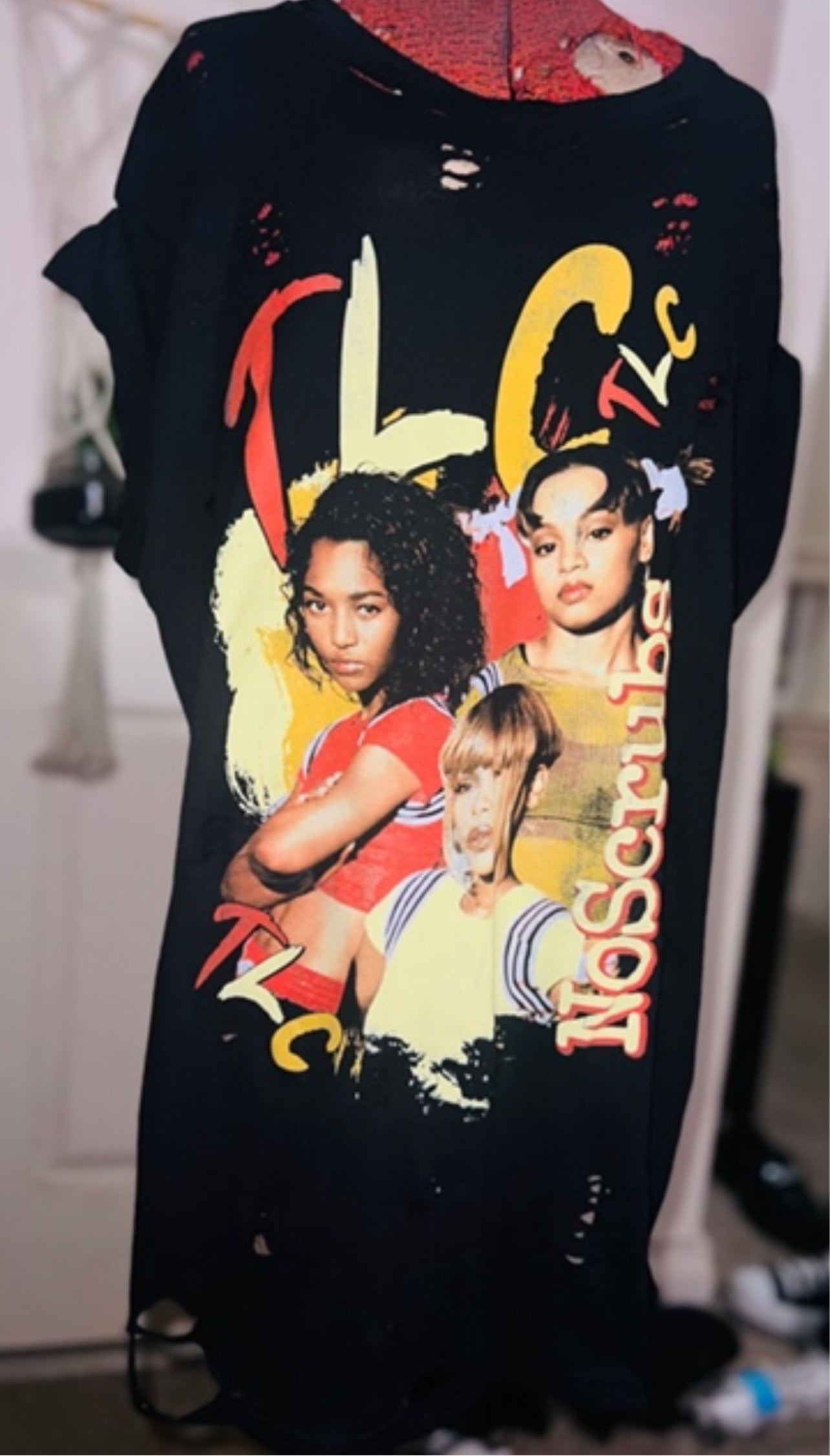 TLC No Scrubs Oversized Distressed Tee
