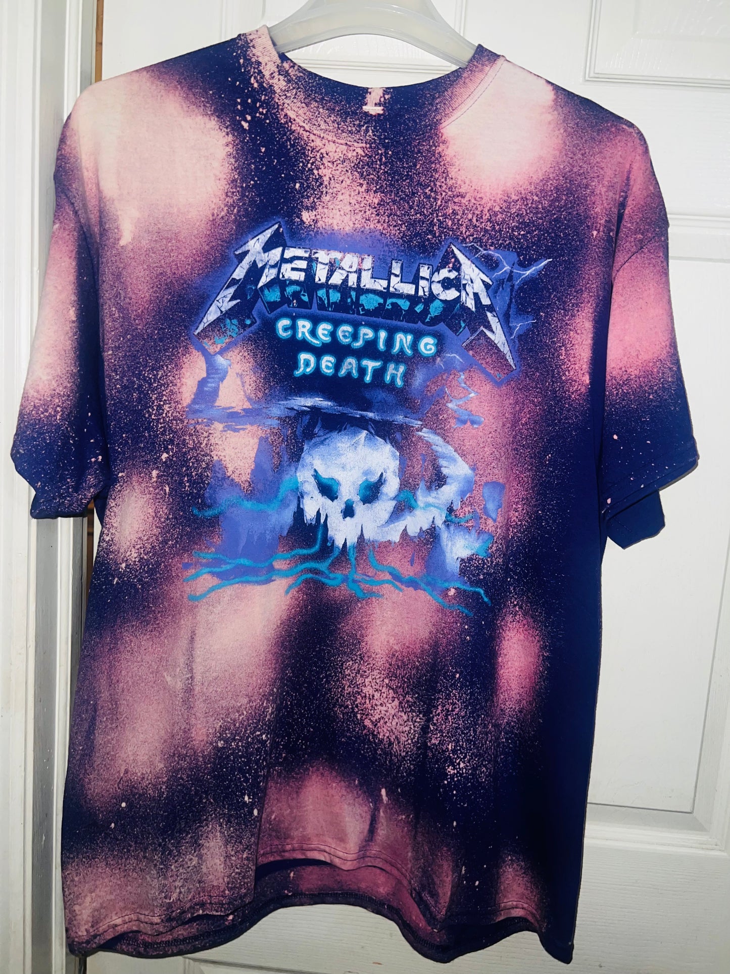 Bleached Purple Metallica Oversized Distressed Tee (customizable)