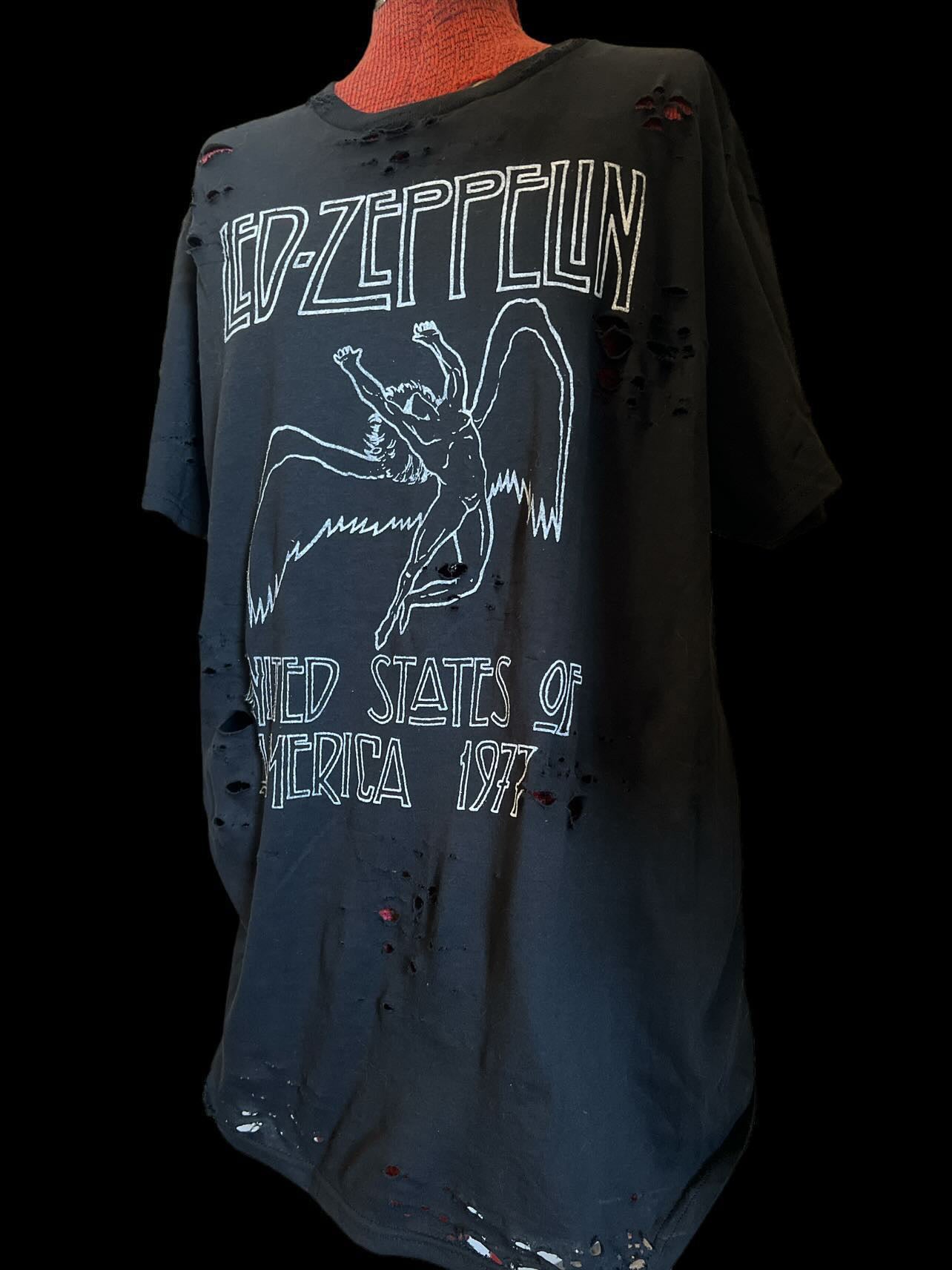 Led Zeppelin Distressed Oversized Tee (customizable)