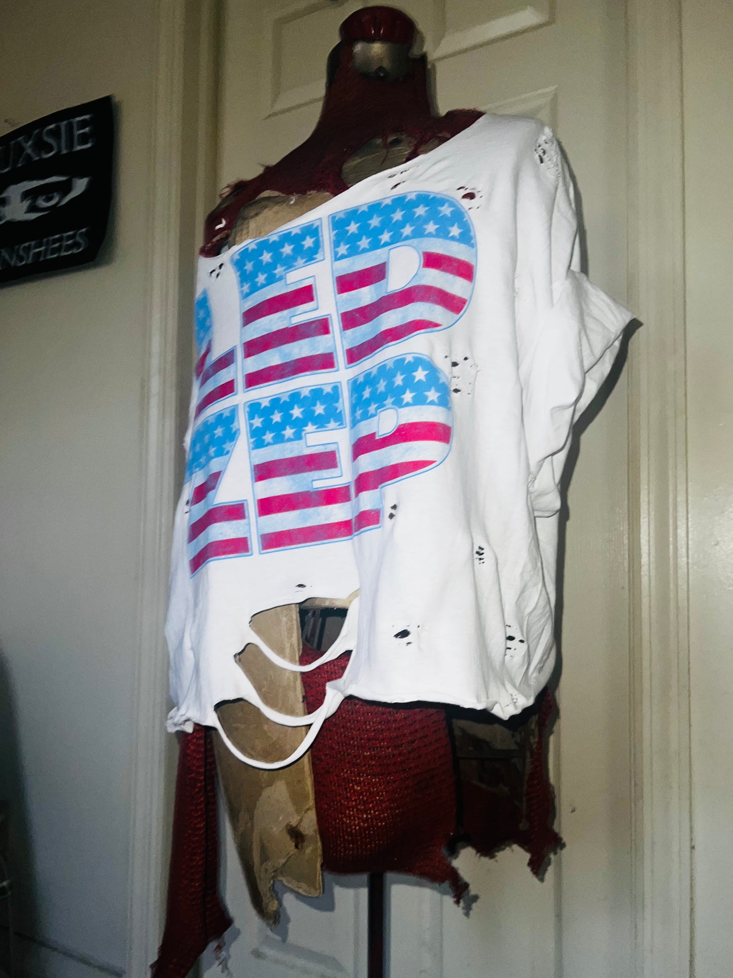 American Flag style Led Zeppelin Oversized Distressed Tee