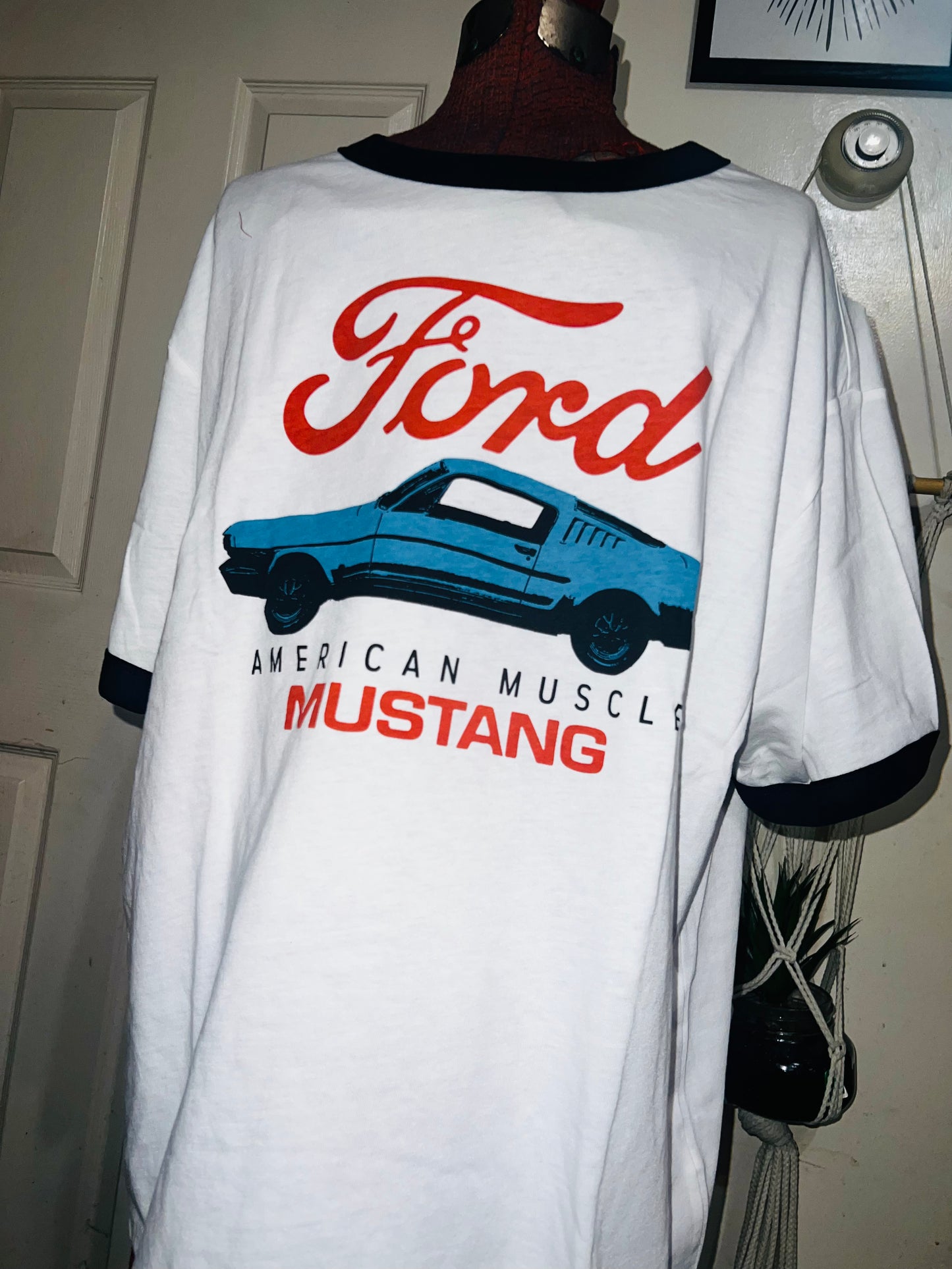 Ford Mustang Ringer Oversized Distressed Tee