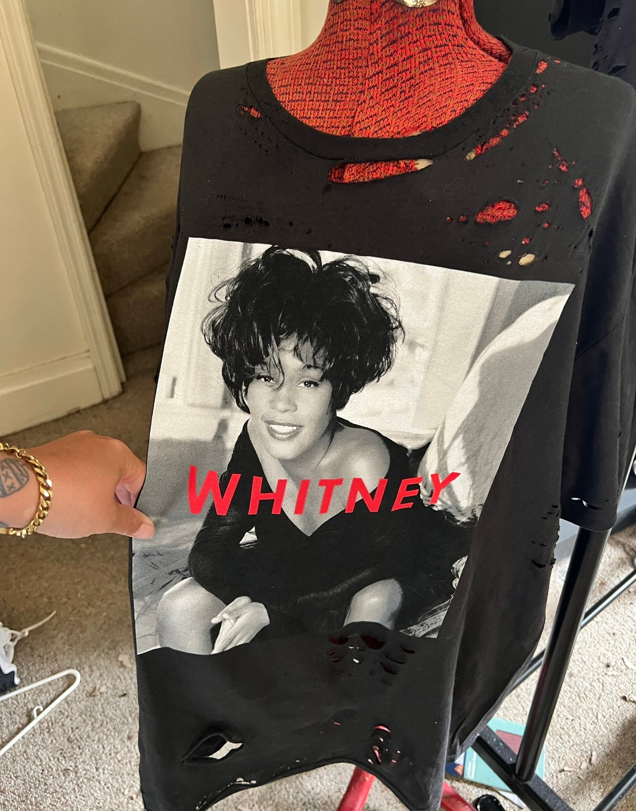 Whitney Houston Oversized Distressed Tee