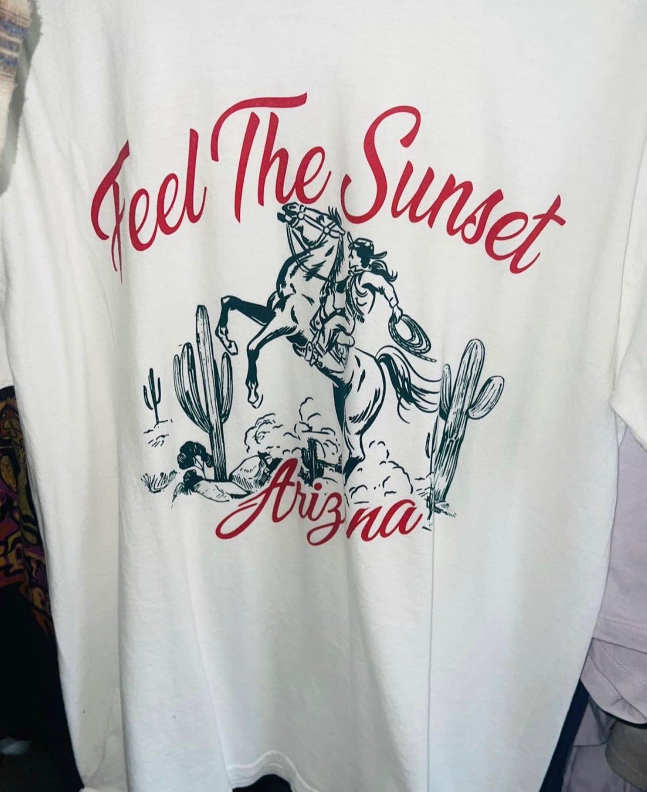Feel The Sunset, Arizona Graphic Oversized Distressed Tee