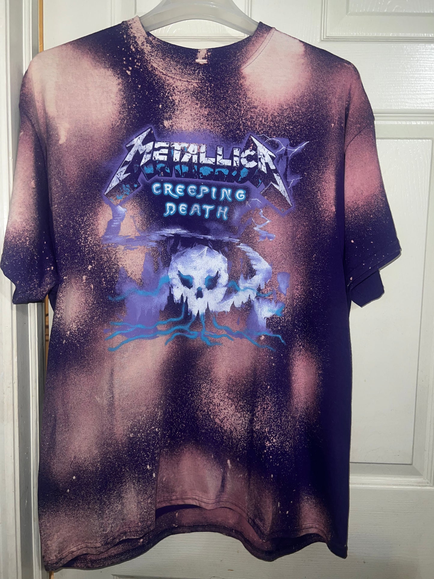 Bleached Purple Metallica Oversized Distressed Tee (customizable)