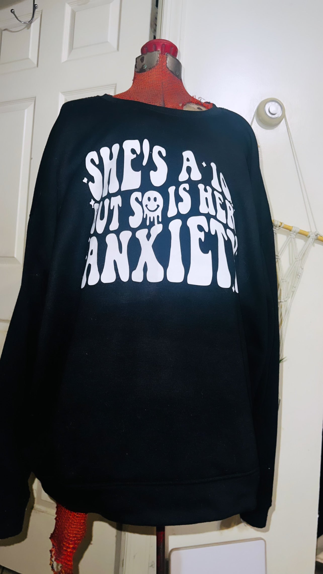 “Anxiety is a 10” Oversized Distressed Shirt
