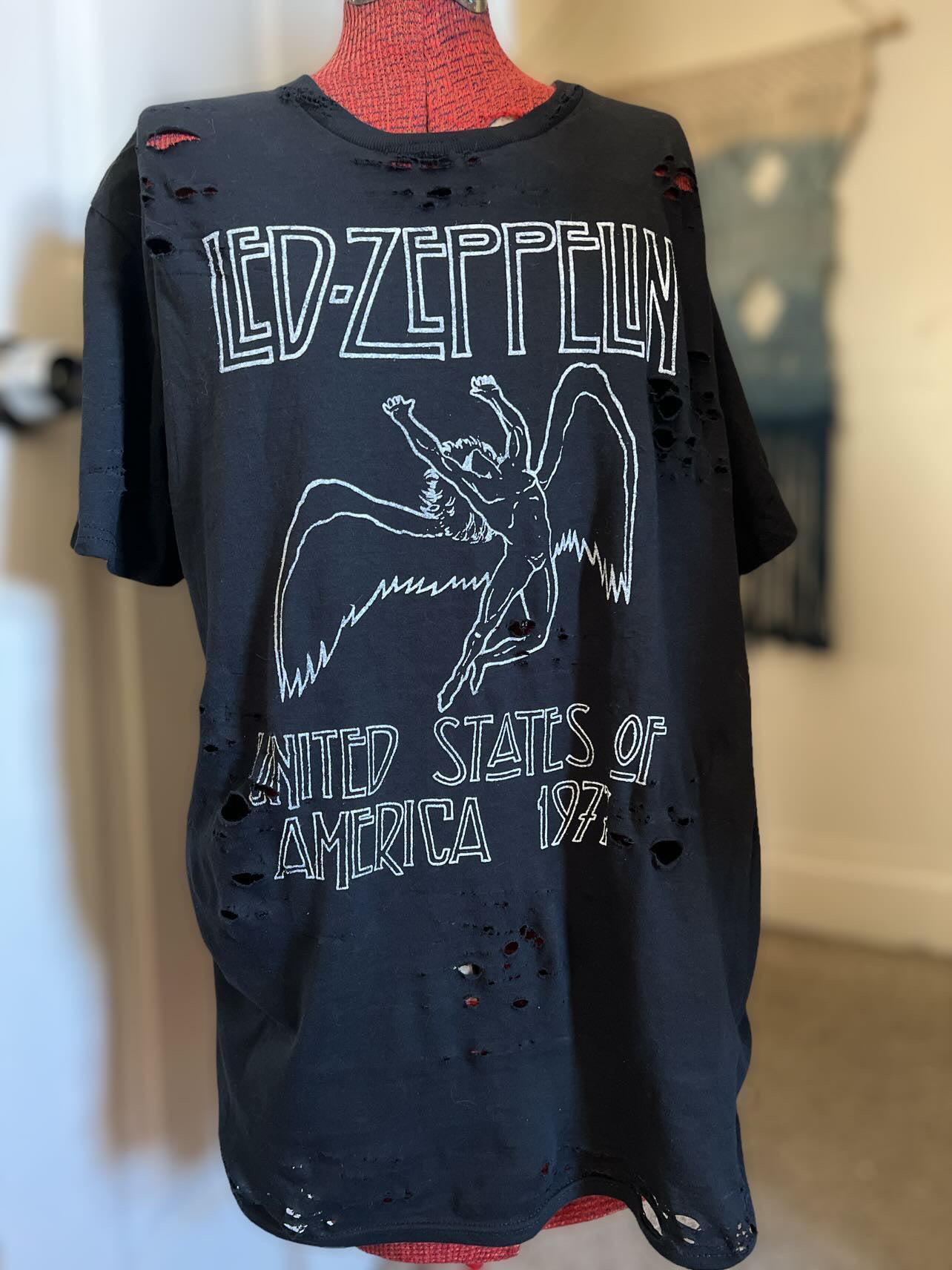 Led Zeppelin Distressed Oversized Tee (customizable)