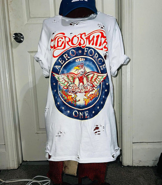 Aerosmith “Aero Force One” Oversized Distressed Tee