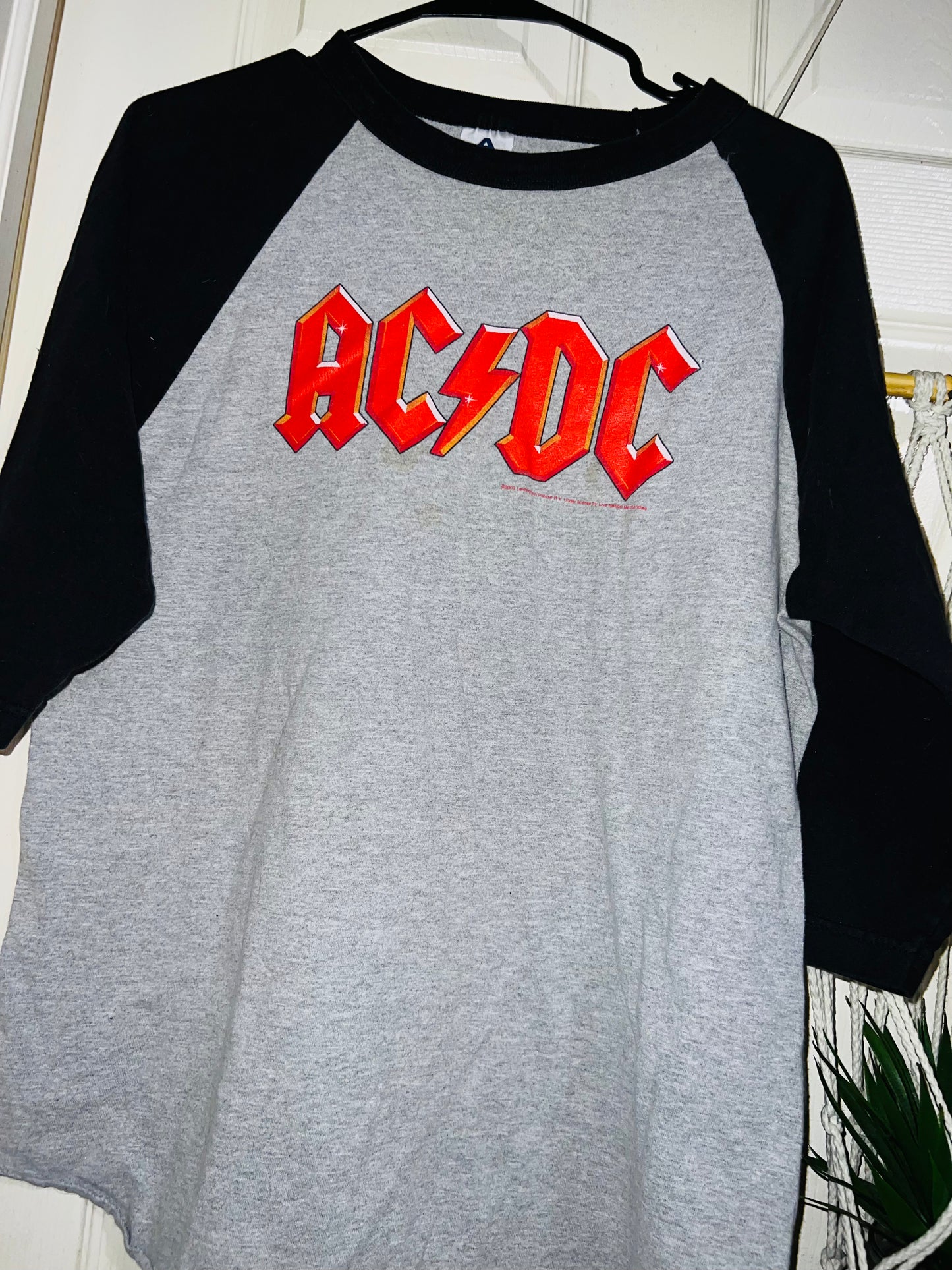 AC/DC Vintage Raglan Oversized Distressed Long Sleeve