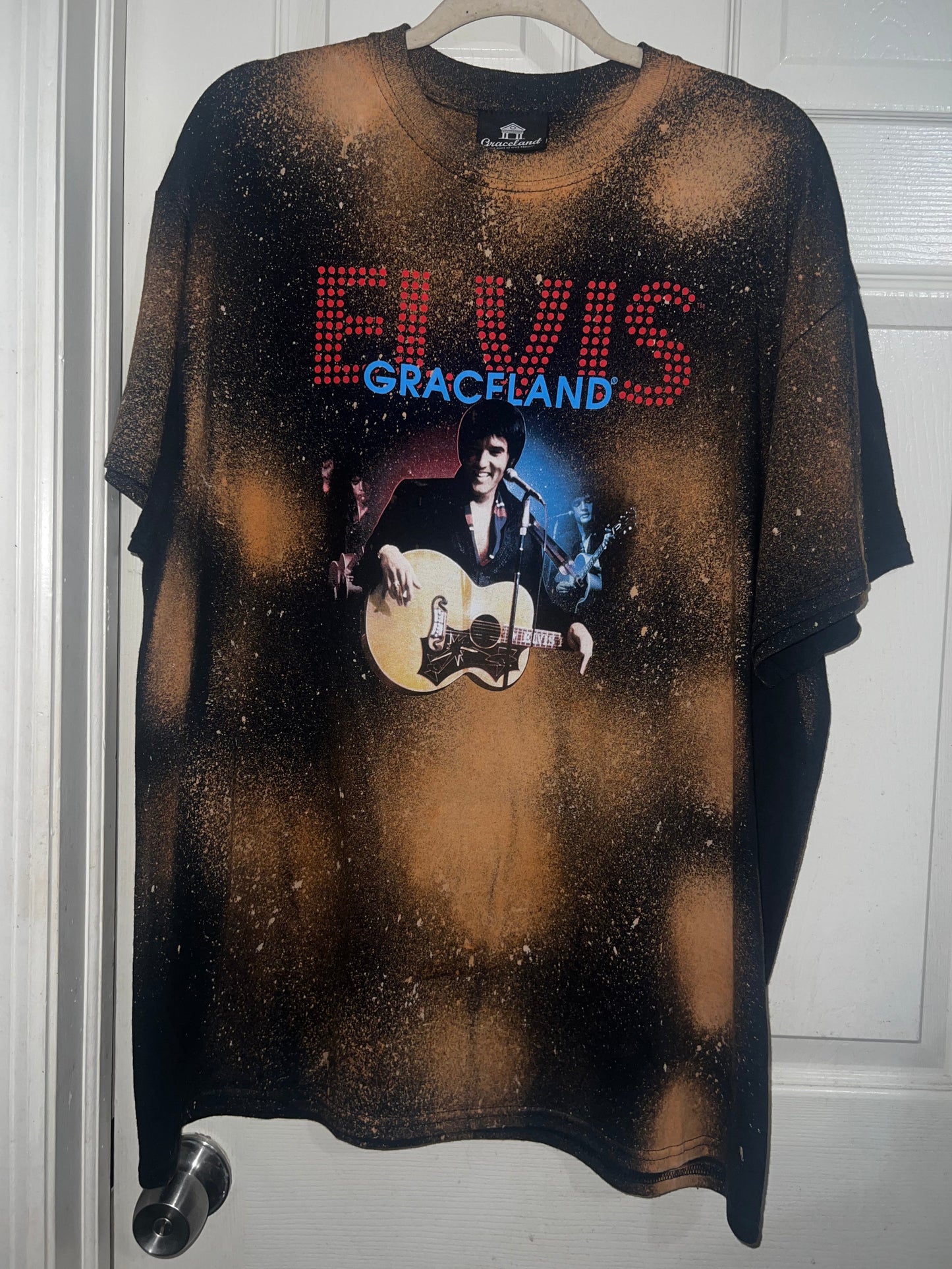 Bleached Elvis Graceland Oversized Distressed Tee