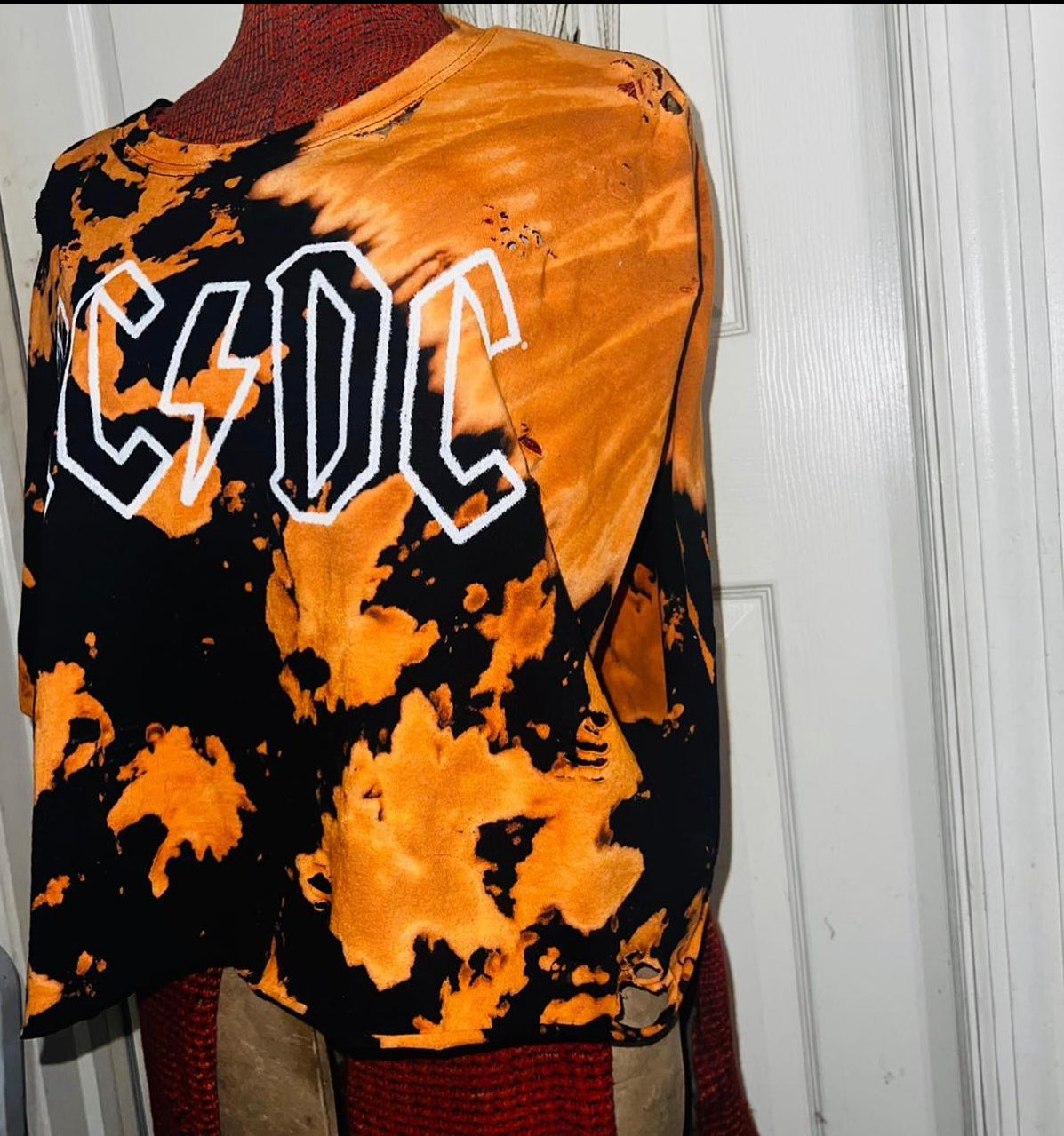 AC/DC Tie Dye Bleached Cropped Tank