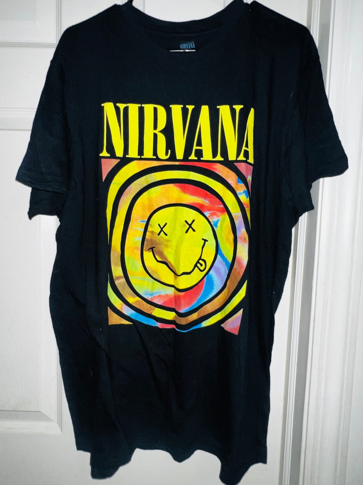Nirvana Tie Dye Oversized Distressed Tee