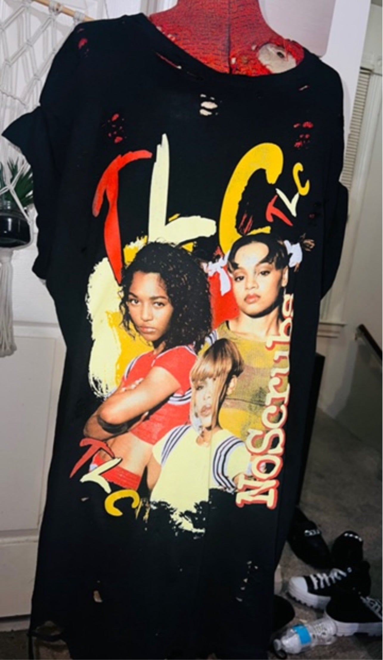 TLC No Scrubs Oversized Distressed Tee