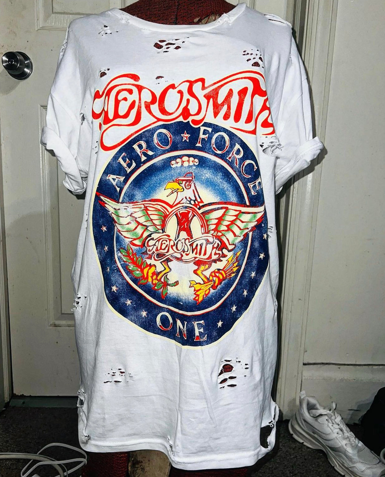 Aerosmith “Aero Force One” Oversized Distressed Tee