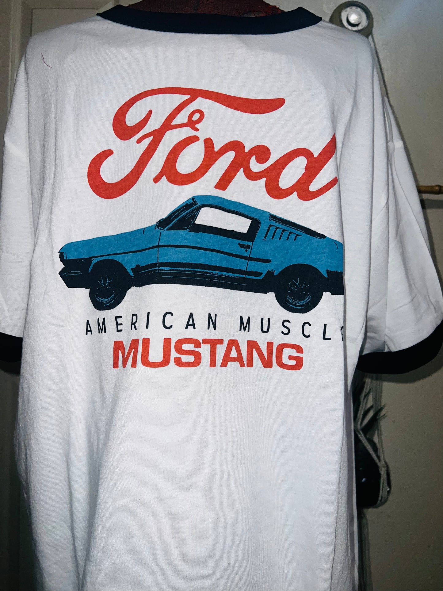 Ford Mustang Ringer Oversized Distressed Tee