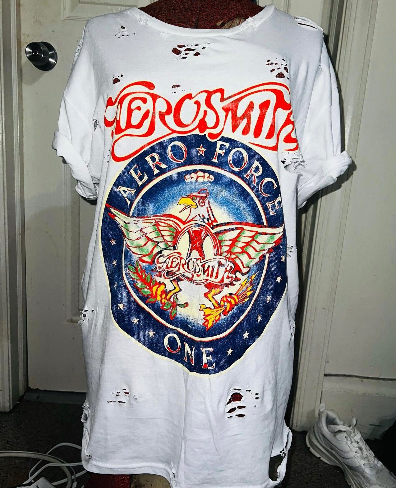 Aerosmith “Aero Force One” Oversized Distressed Tee