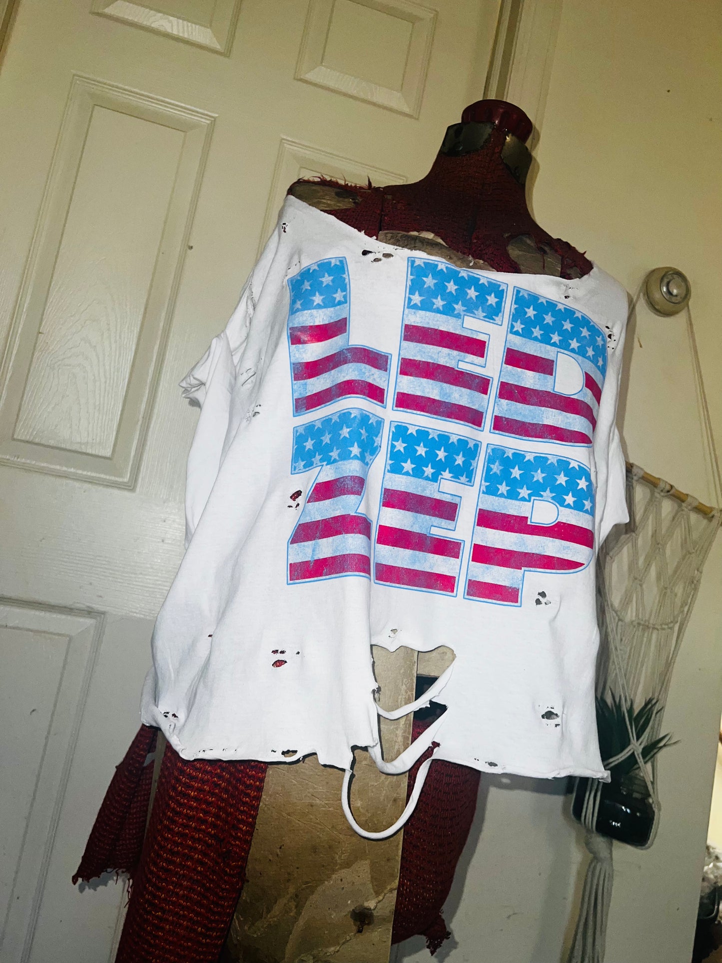 American Flag style Led Zeppelin Oversized Distressed Tee