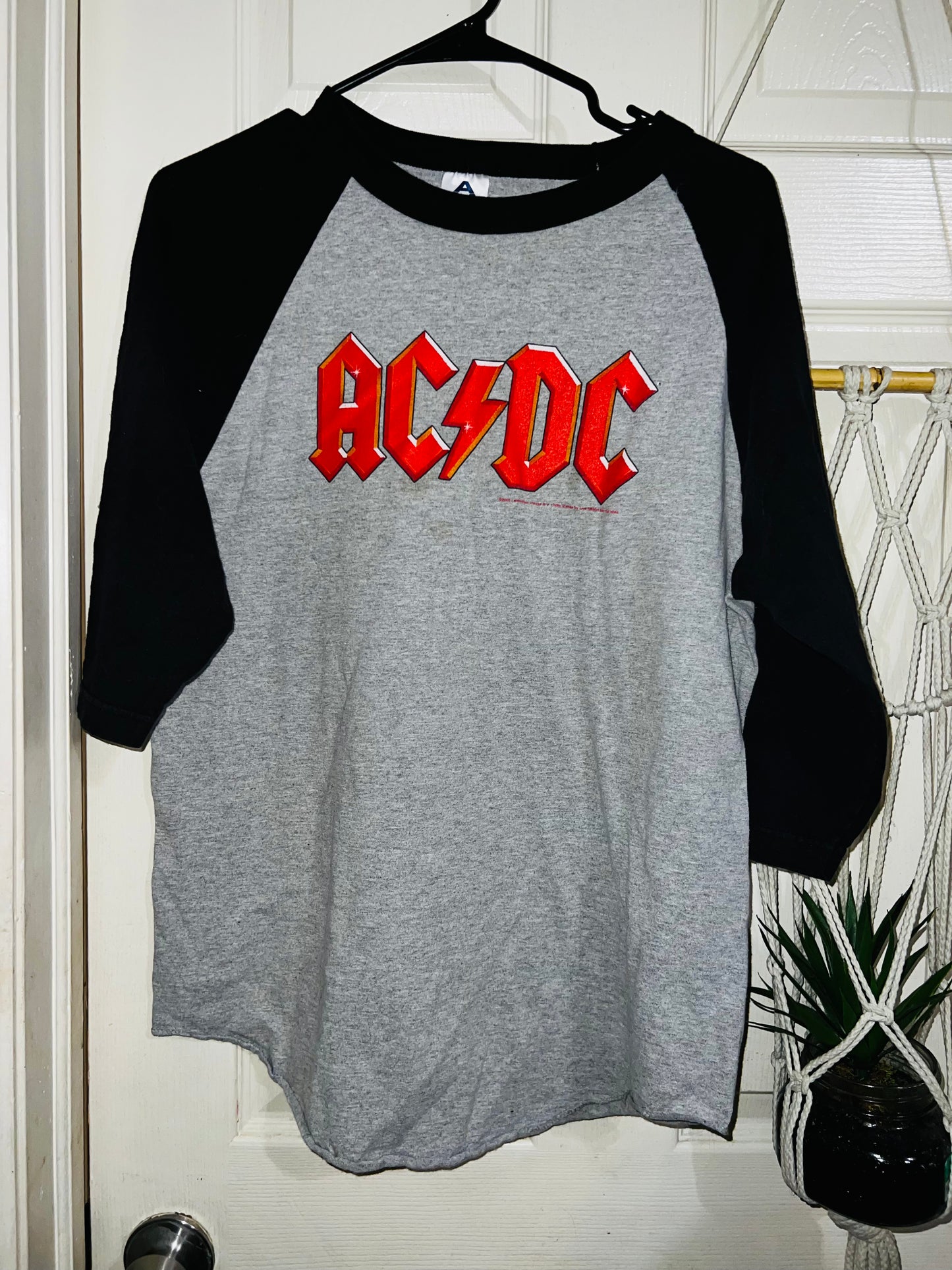 AC/DC Vintage Raglan Oversized Distressed Long Sleeve