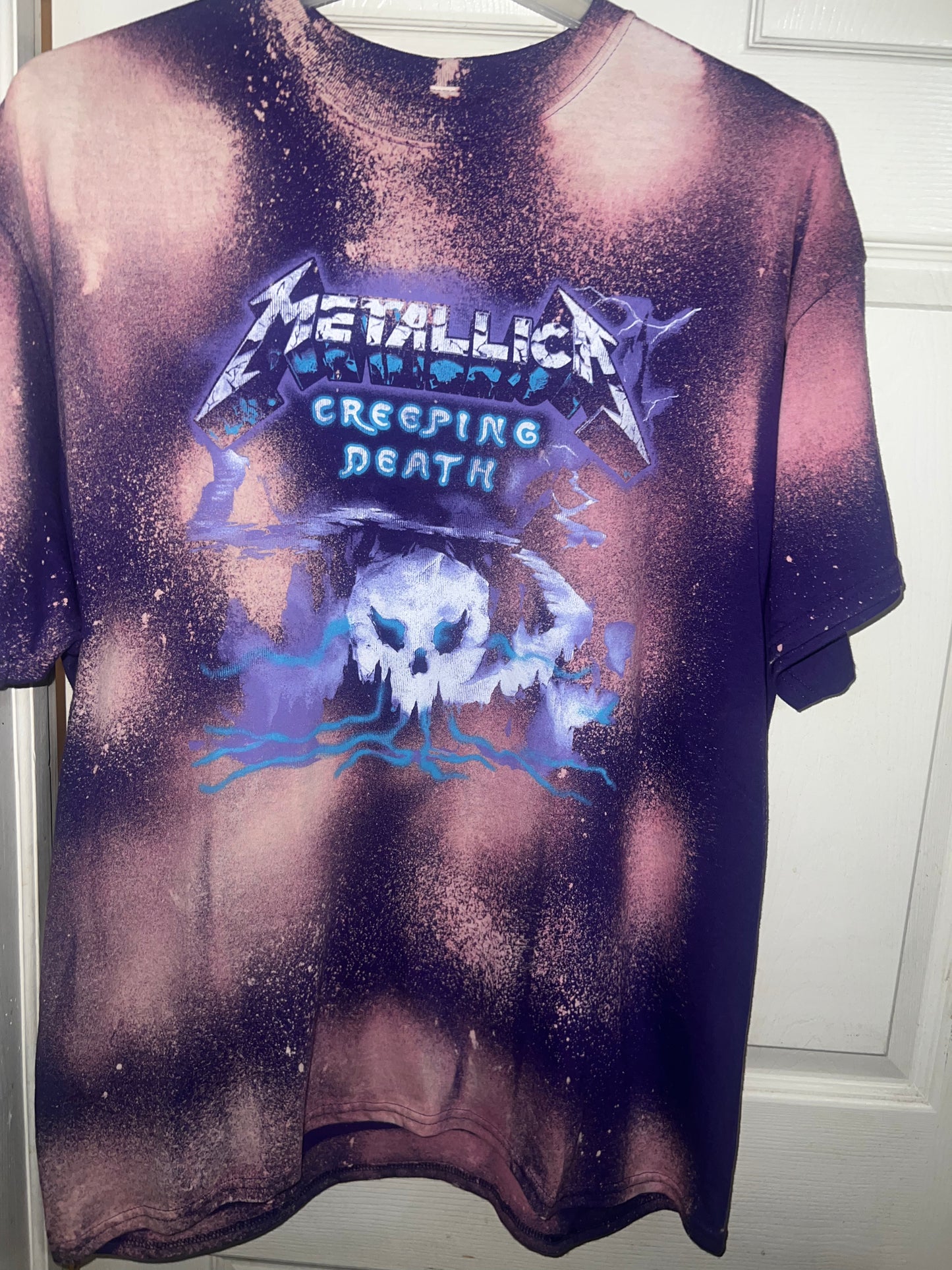 Bleached Purple Metallica Oversized Distressed Tee (customizable)