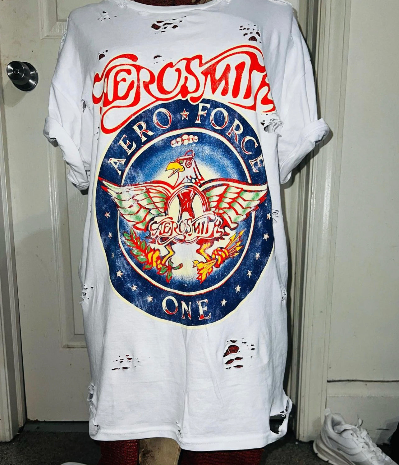 Aerosmith “Aero Force One” Oversized Distressed Tee