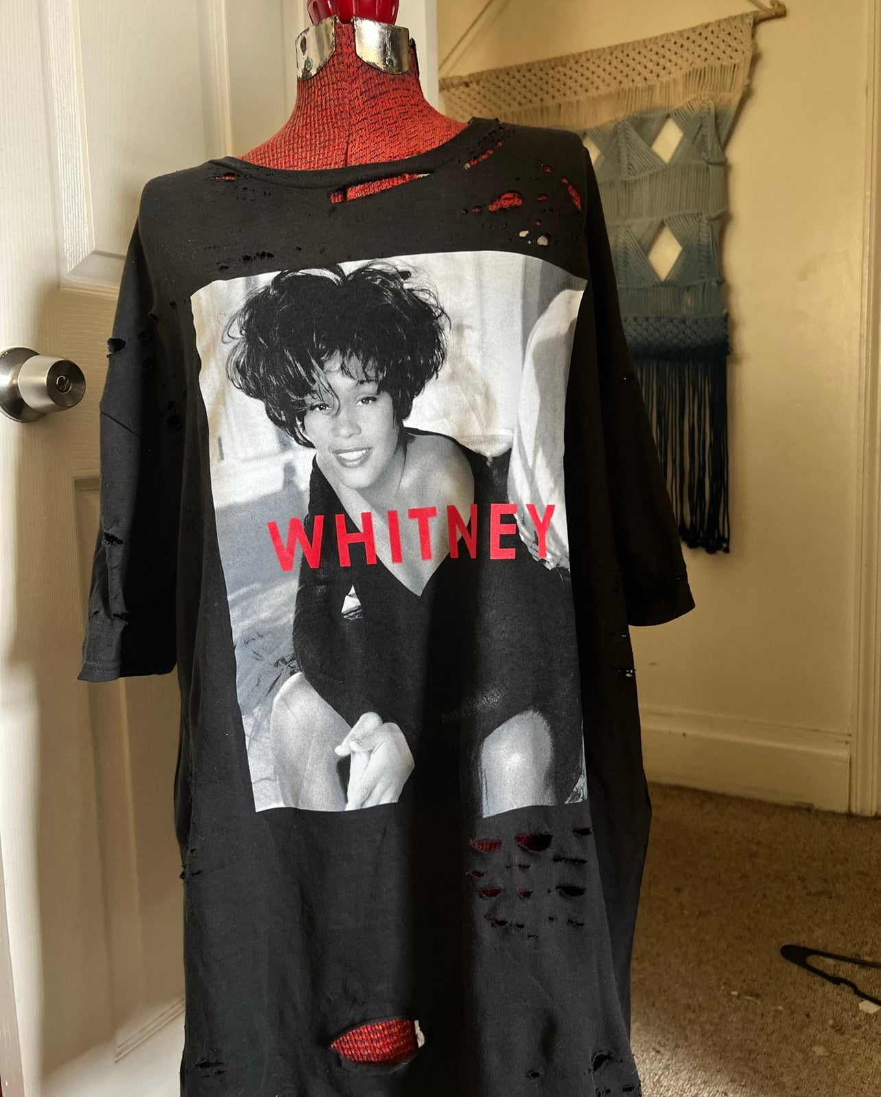 Whitney Houston Oversized Distressed Tee