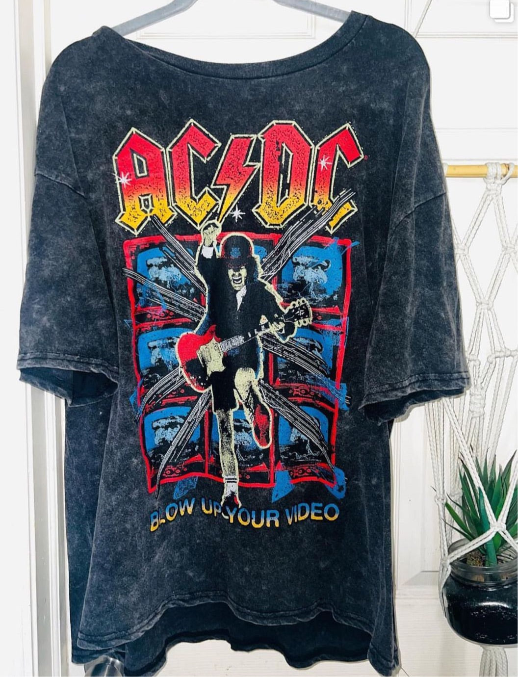 AC/DC Double Sided Oversized Distressed Tee