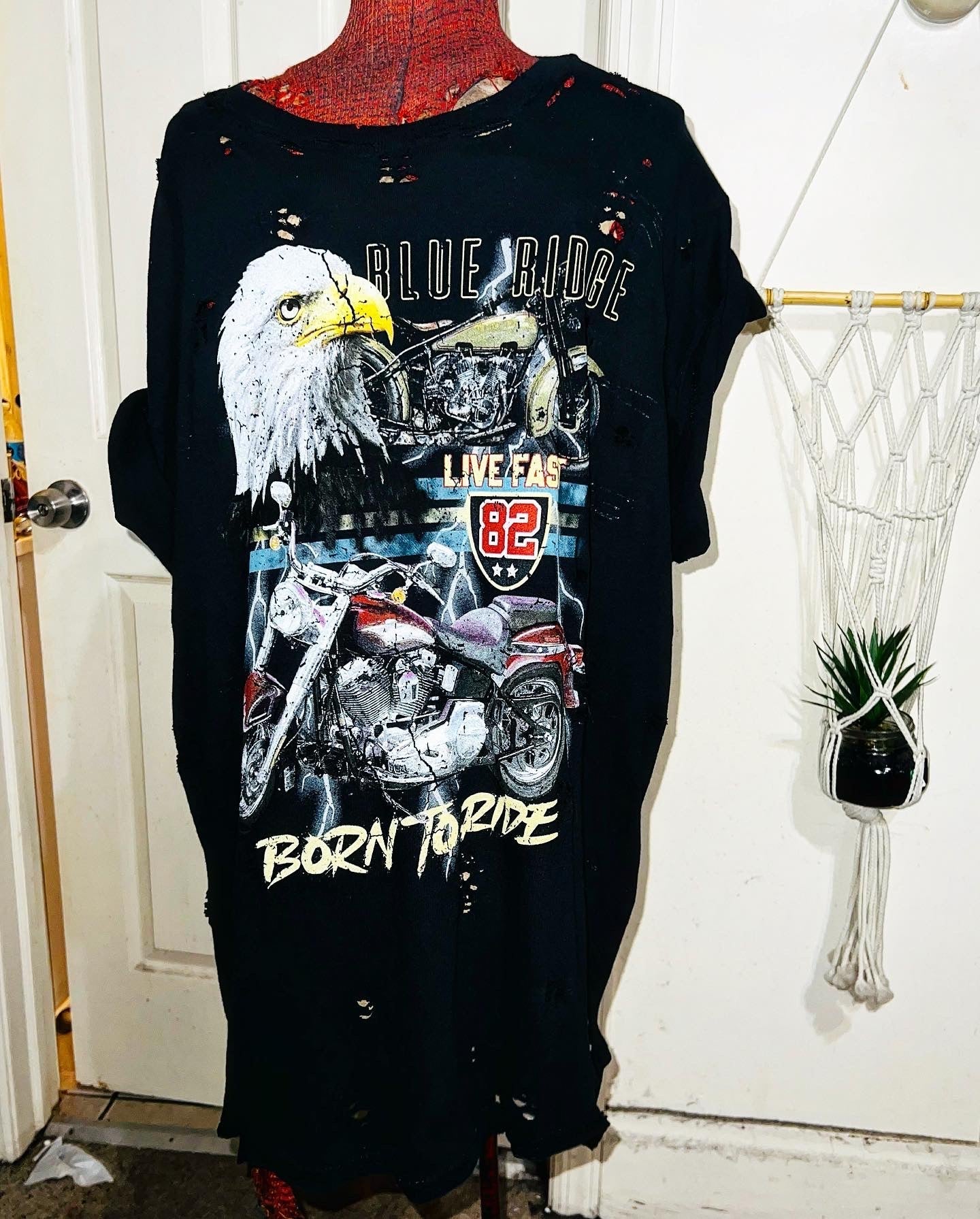 Born To Ride Motorcycle Oversized Distressed Tee