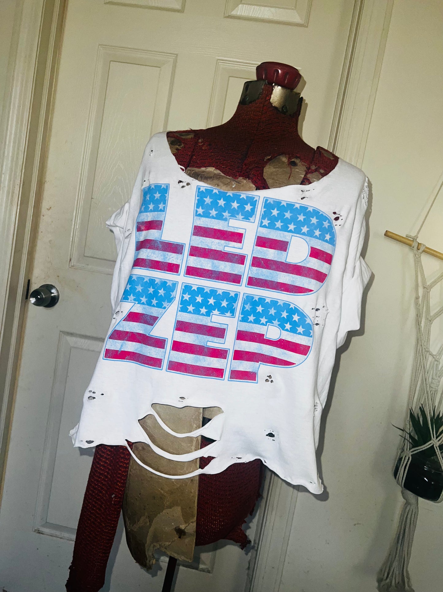 American Flag style Led Zeppelin Oversized Distressed Tee
